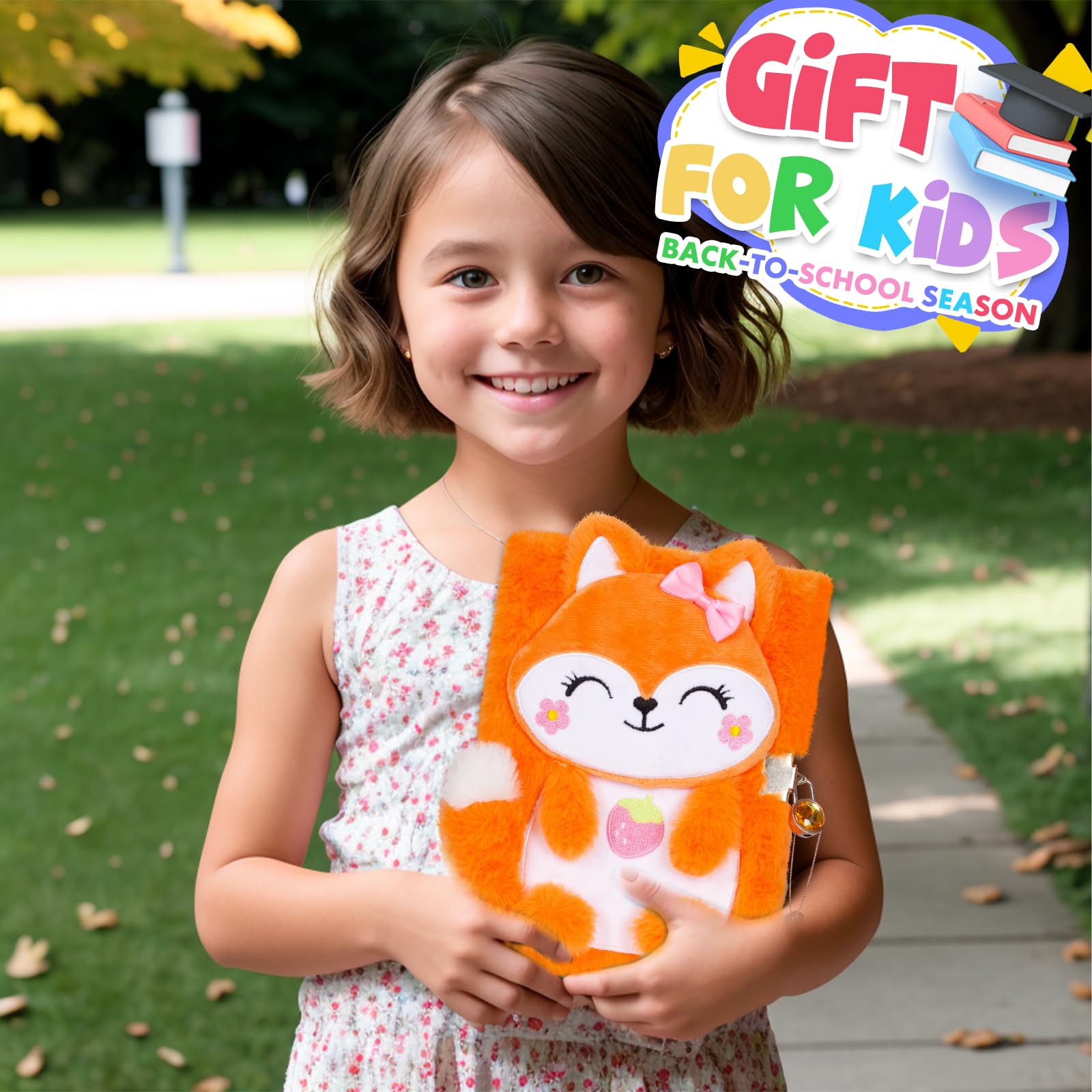Zorro Diario para niñas con Cerradura y Llaves, Cuaderno de Felpa Fox Journal para niños, Diario Secreto con Bloqueo con 160 páginas Forradas para Dibujar, Regalos para niñas (Zorro) — view 8