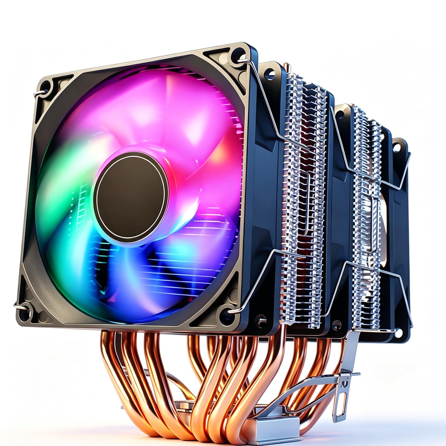 ZORBES® Triple Fan CPU Air Cooler with 6 Heat Pipes, 3×120mm ARGB Fans, High Performance Tower Cooler for Intel LGA 115X/1200/1700/1851 & AMD AM4/AM5, RGB PC Cooling System-image-30