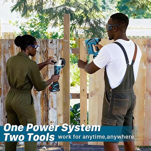 Miniatura 2 de Pistola de clavos inalámbrica 2 en 1 con amoladora angular de 5/8 pulgadas, pistola de clavos inalámbrica con batería, 2 baterías de 2.0 Ah para