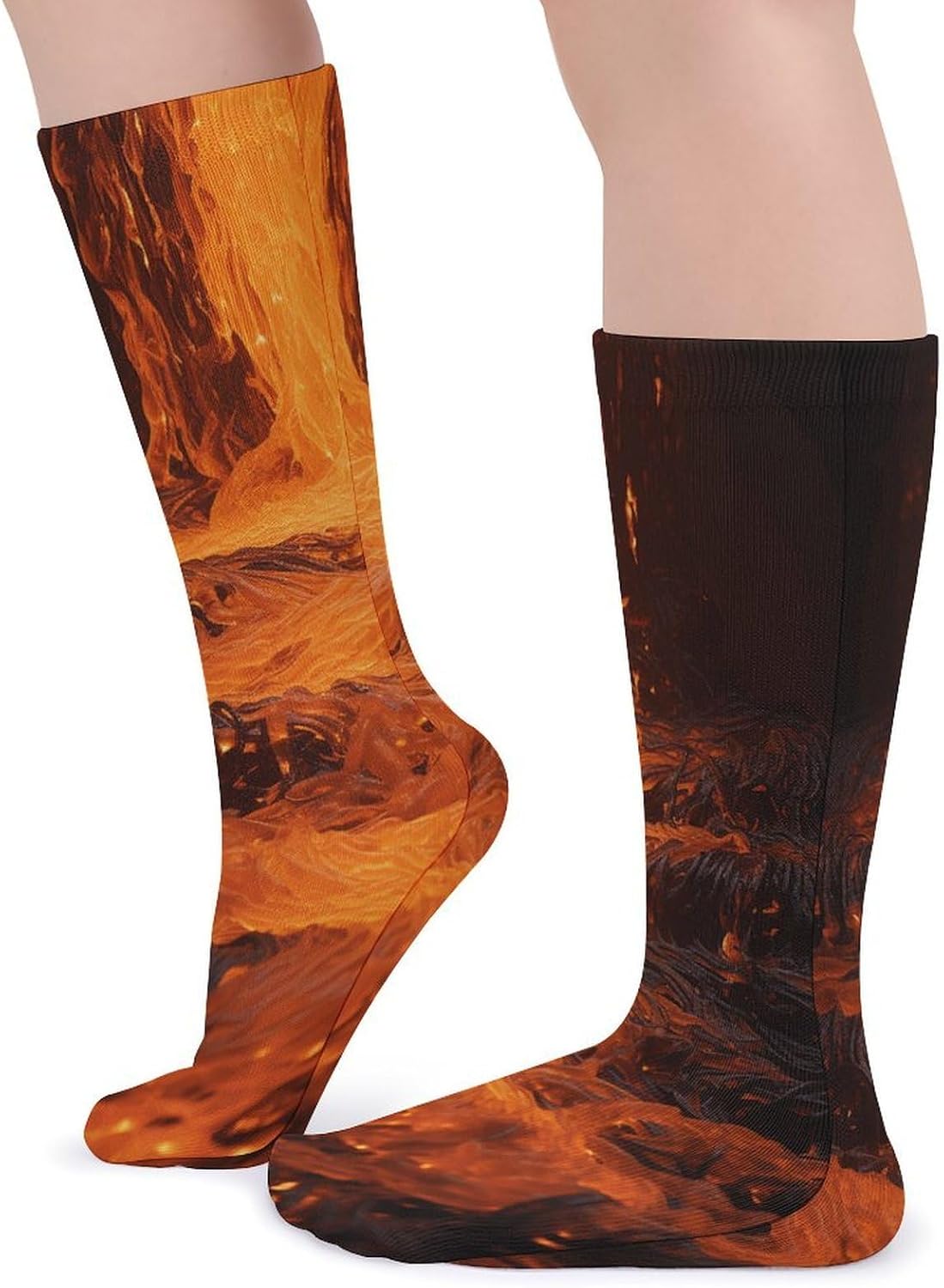 Black Flame Crew Socks Soft Thermal Socks | Socks for Men Women-Casual Wicking,High Stocking for Sports Running-Long Thin Tube Sports Breathable