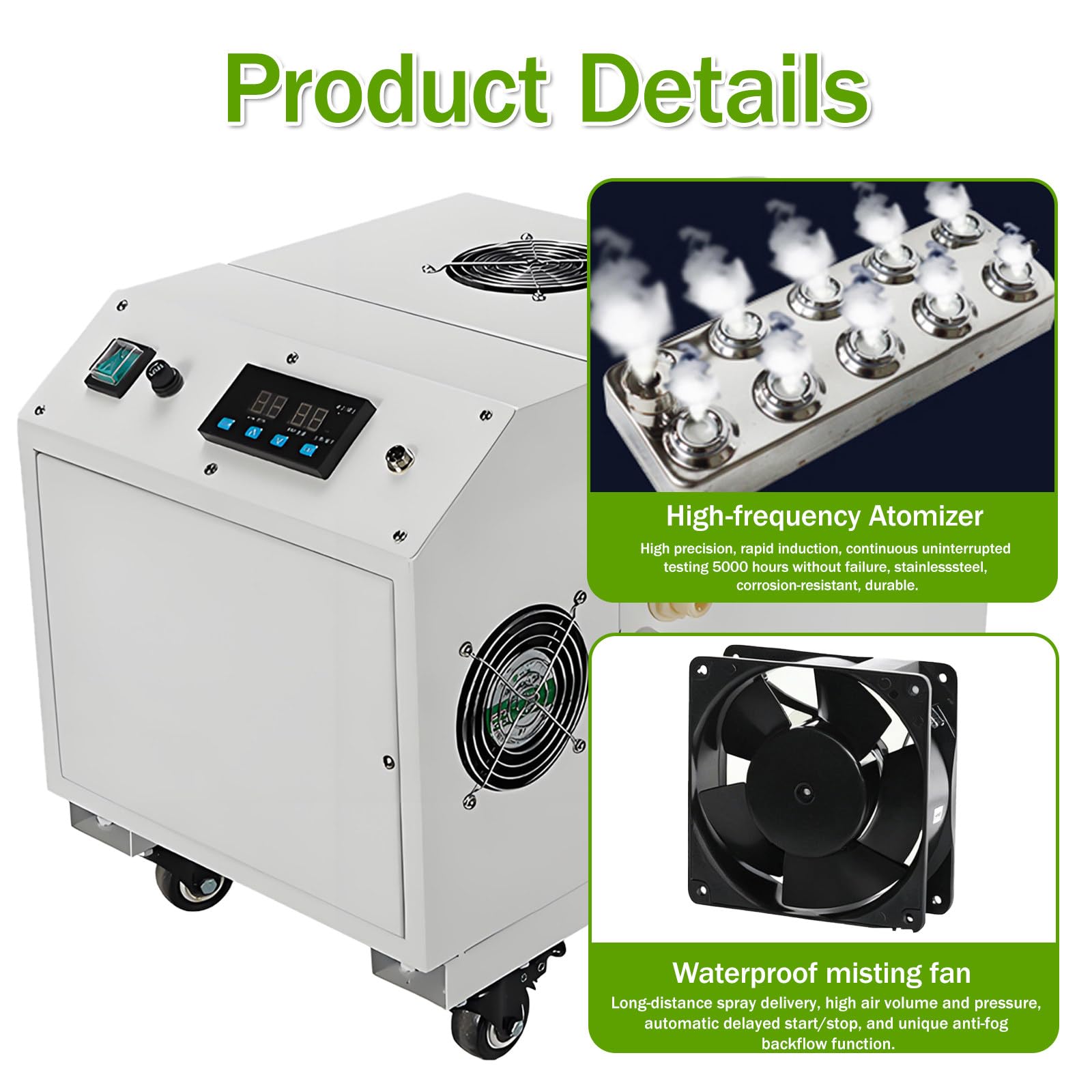 Nawilżacz ultradźwiękowy 9 kg/h – zużywa 1/10 energii w porównaniu z tradycyjnymi systemami, komercyjny generator chłodnej mgiełki ze stali nierdzewnej, idealny do dużych szklarni 9A-220V