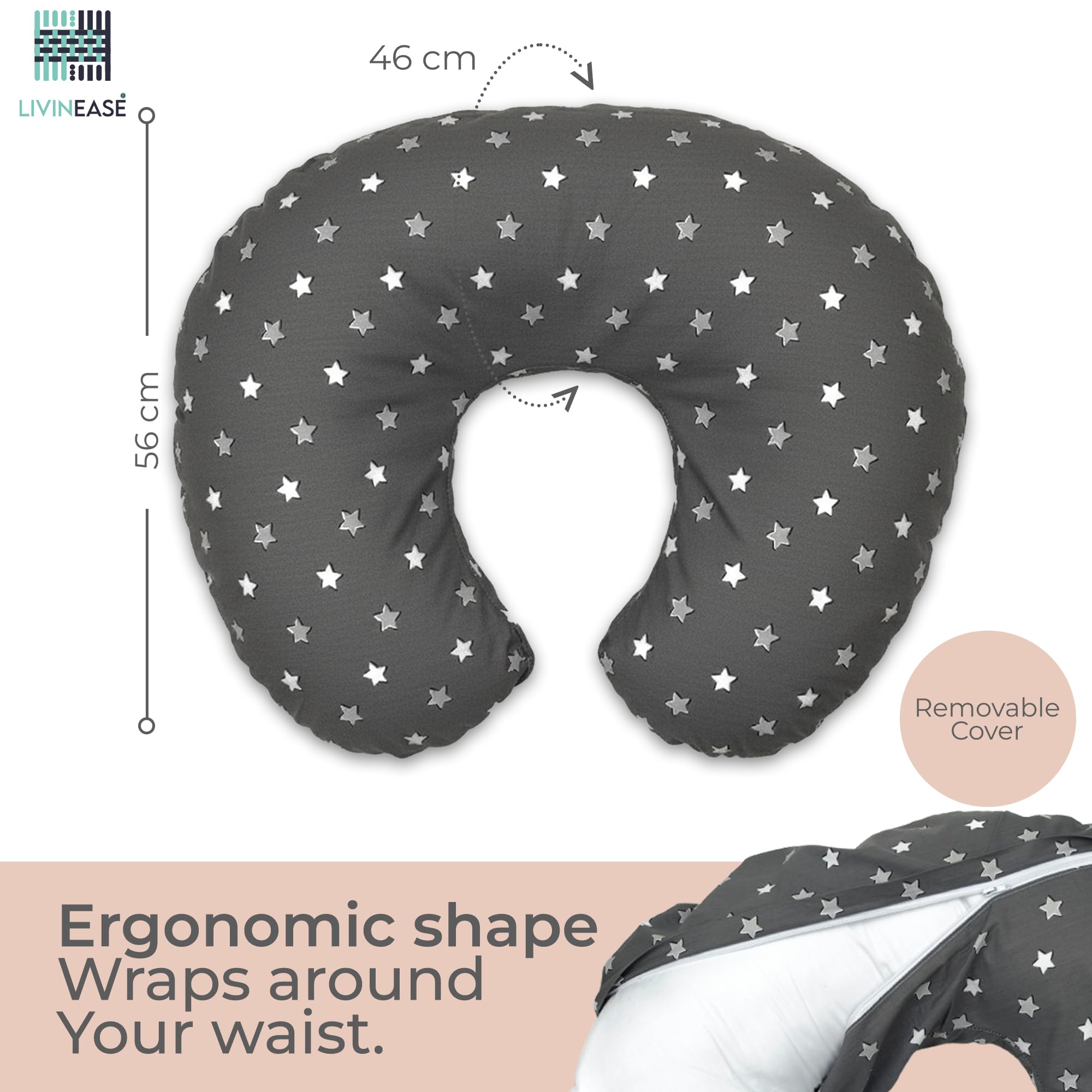 LivinEase Multifunctional Nursing Pillow, Versatile Breastfeeding Pillow with 100% Cotton Pillowcase, Pregnancy Gifts - Image 2