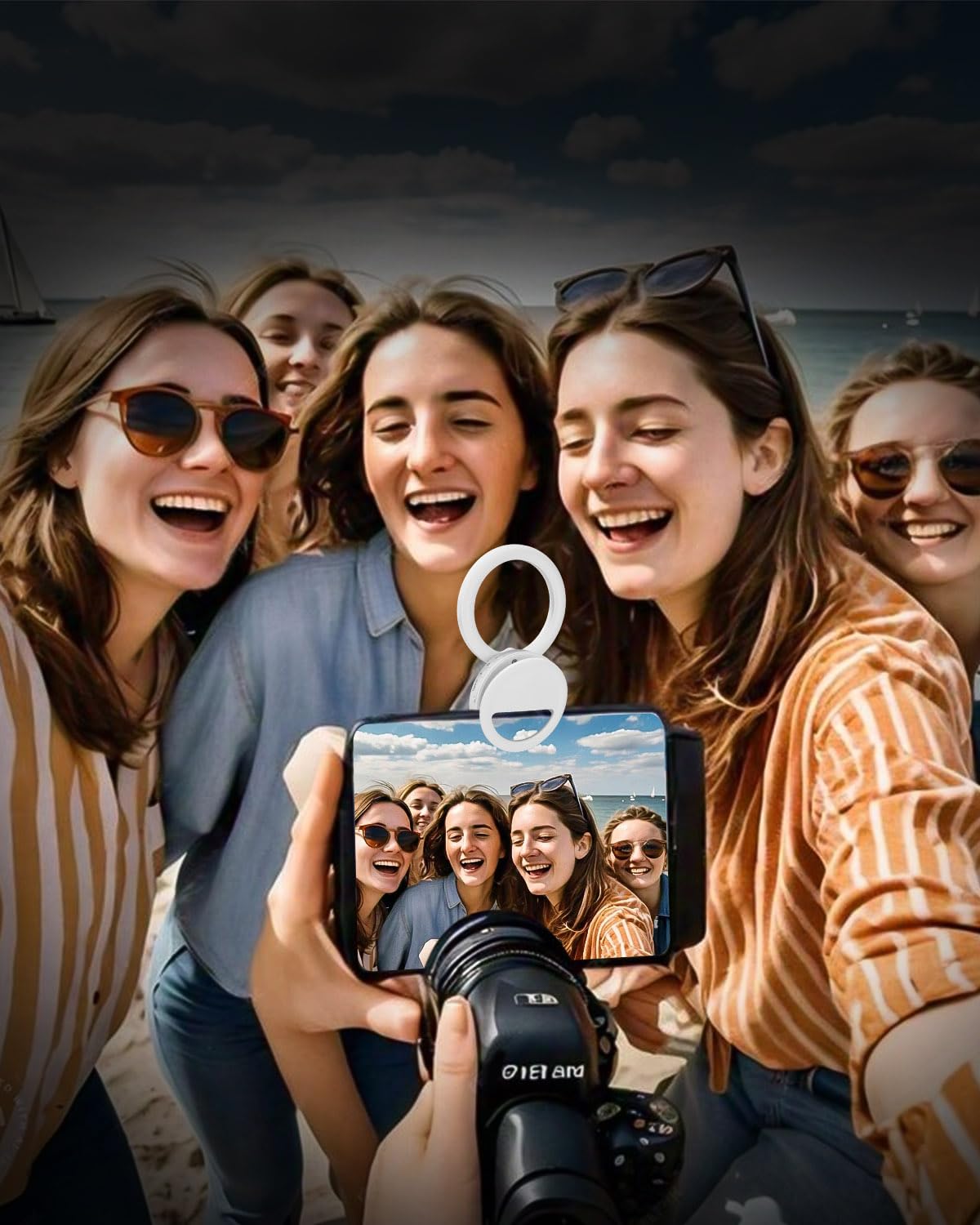 Ring Light Telefono Bianco,Temperatura Colore Regolabile da 3000K a 7000K, 5 livelli di Luminosità Regolabili, Adatto per Selfie, Laptop/Tablet,YouTube, TikTok, Video