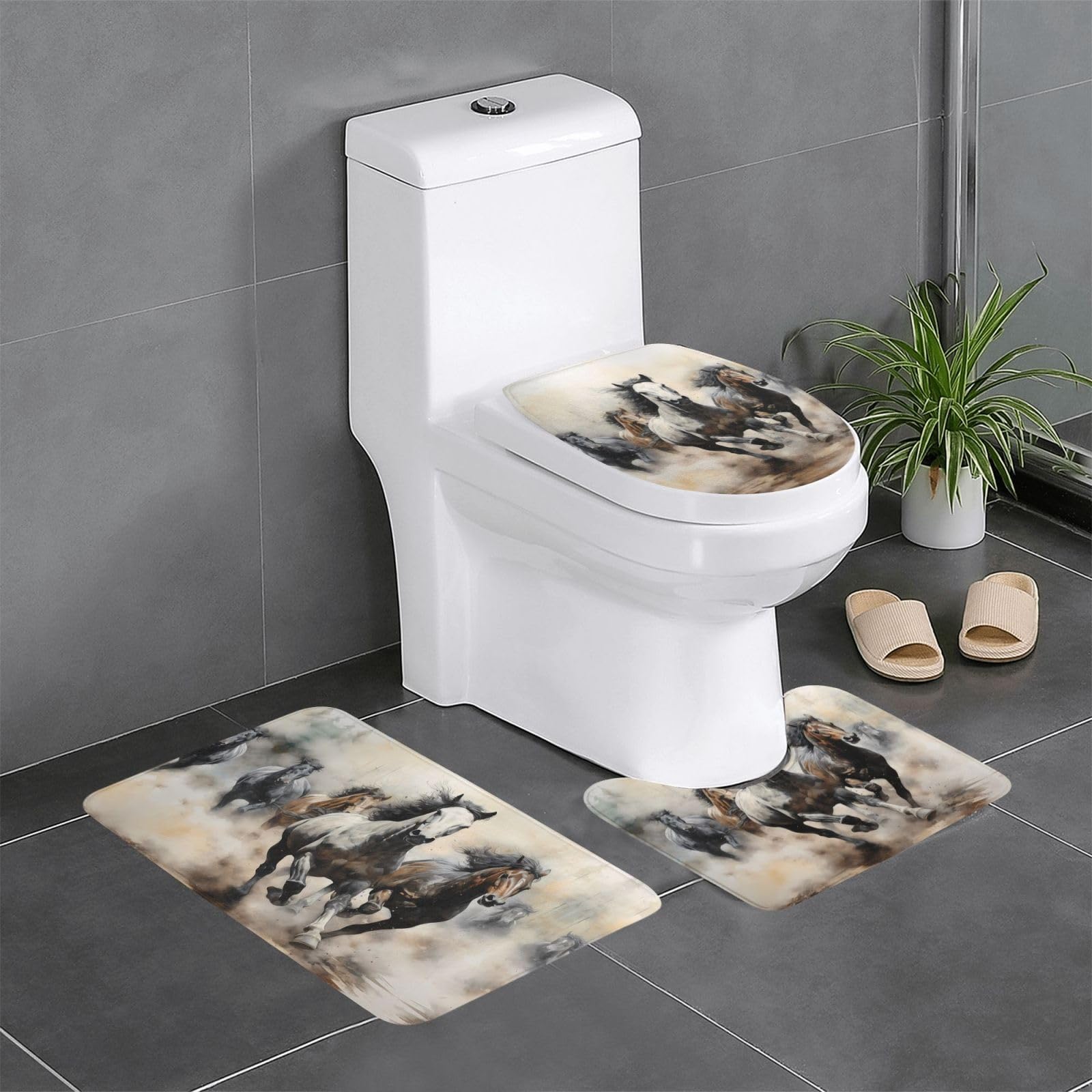 Tapis de salle de bain antidérapants 61x40.6 cm ensemble WC et baignoire