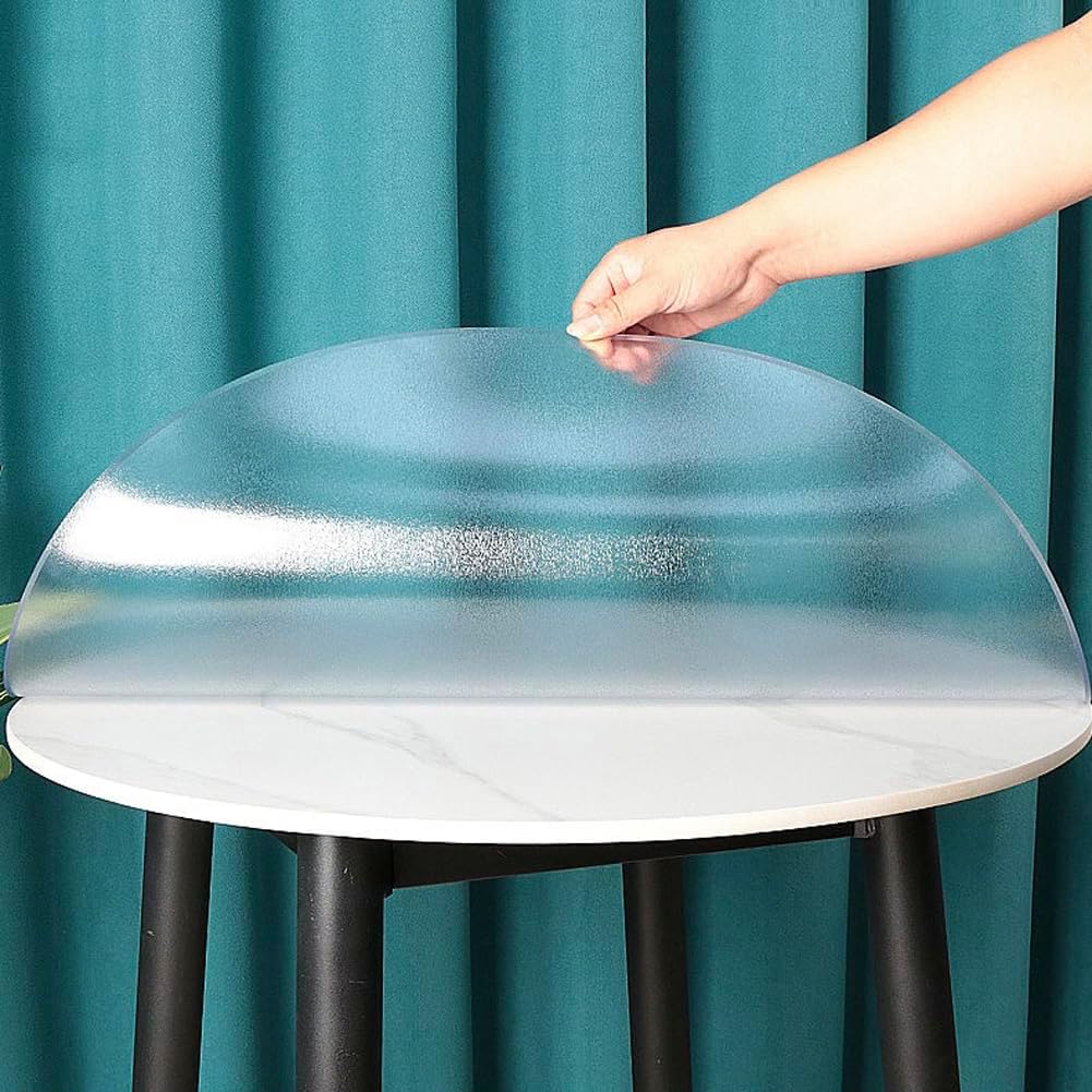 Clear/Frosted Round Table Cover Desk Pad 16-43inch,1mm Thick Plastic Tablecloth Waterproof Wooden Furniture Desktop Protector for Dining Room Tables Coffee Tables (Frosted,90cm/35.4in)