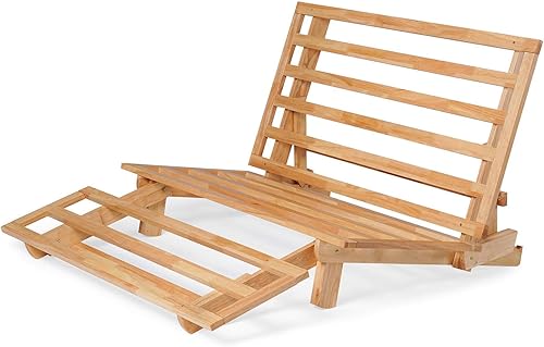 Miniatura 3 de Marco triple de madera de sofá cama, futón de madera - (Ahorro de espacio, acabado natural) Ideal para espacios pequeños, casas rodantes y muebles