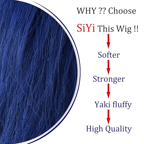 Miniatura 7 de SiYi Peluca de cosplay azul para niña, disfraz de Halloween, pelucas cortas para mujer, pelucas de anime de estilo único con gorra de pelucas, Azul