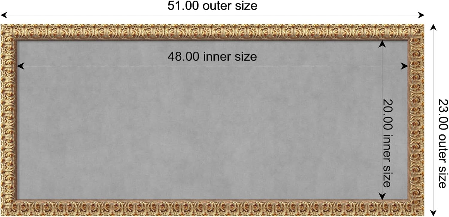 Amanti Art Gold Framed Magnetic Board 23x51 Oversize Vision Board for use with Magnets, 100% Metal Sheet to Display Items as Office Decor or for Home Organization in mudroom, Kitchen or Kids Room