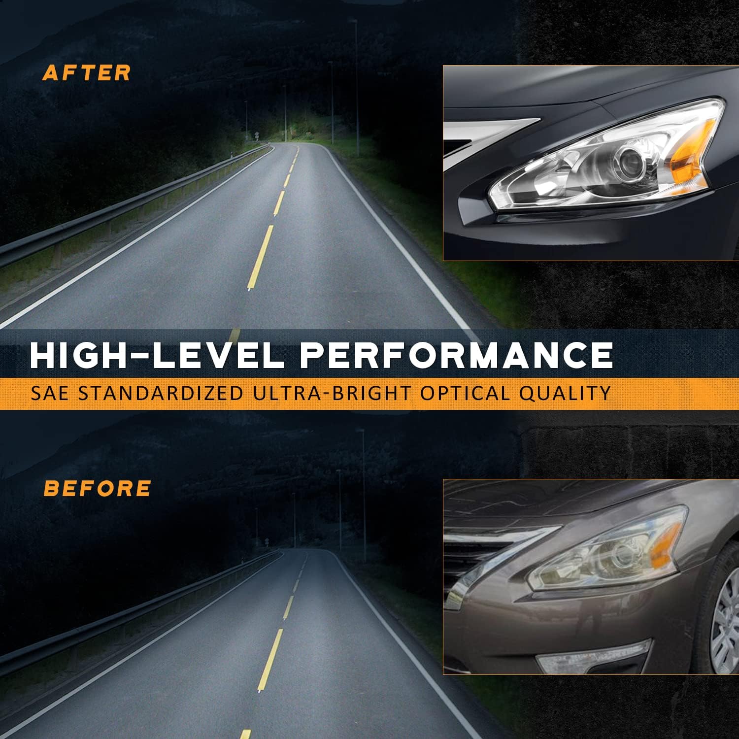 WEELMOTO Halogen Headlights for 2013-2015 Altima 4Dr Sedan Headlight Assembly Pair Replacement for 13 14 15 Altima Chrome Housing Amber Reflector (DOES NOT FIT XENON/HID)