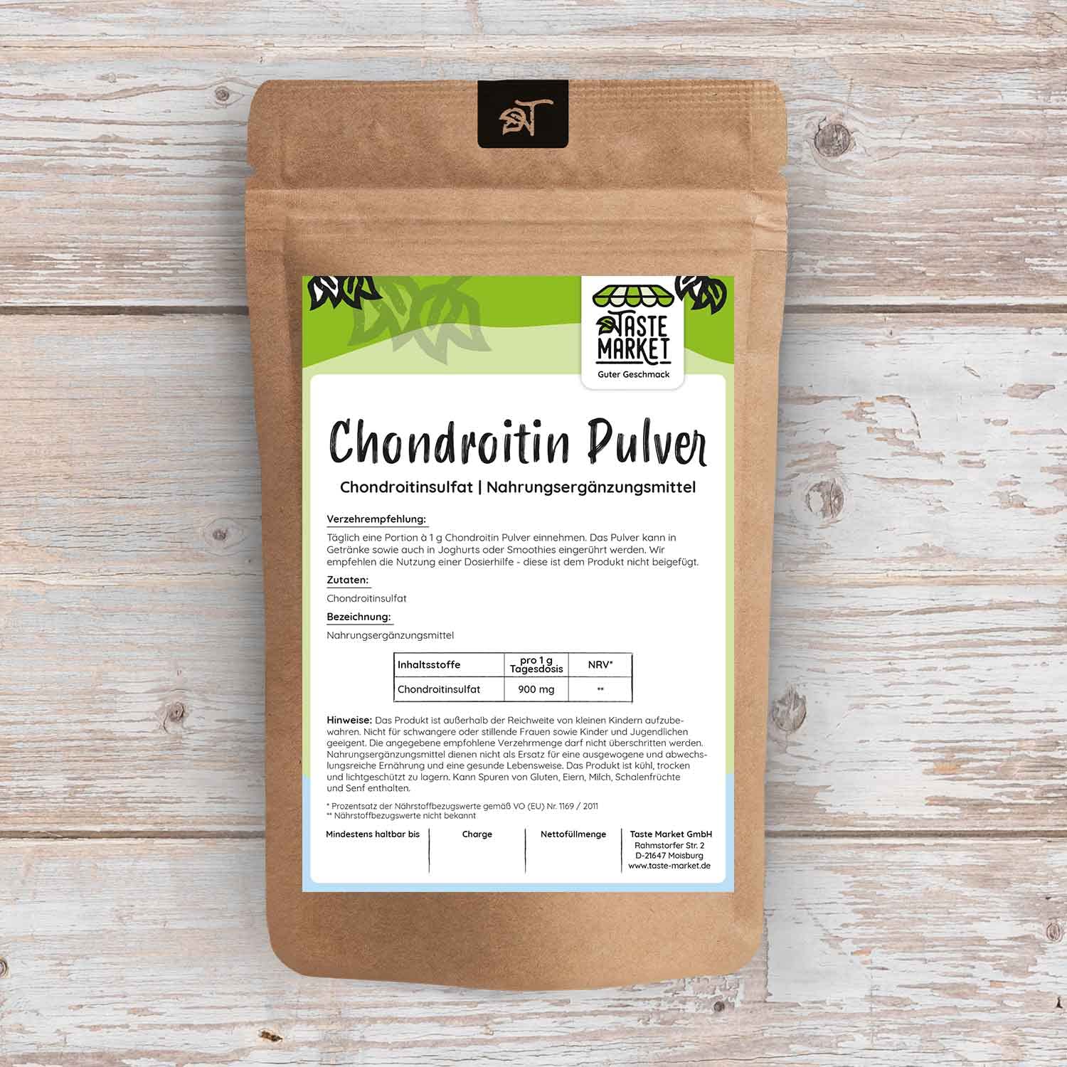 2 x 100 g Chondroitin Pulver | ohne Zusätze | fein gemahlen | Chondroitinsulfat
