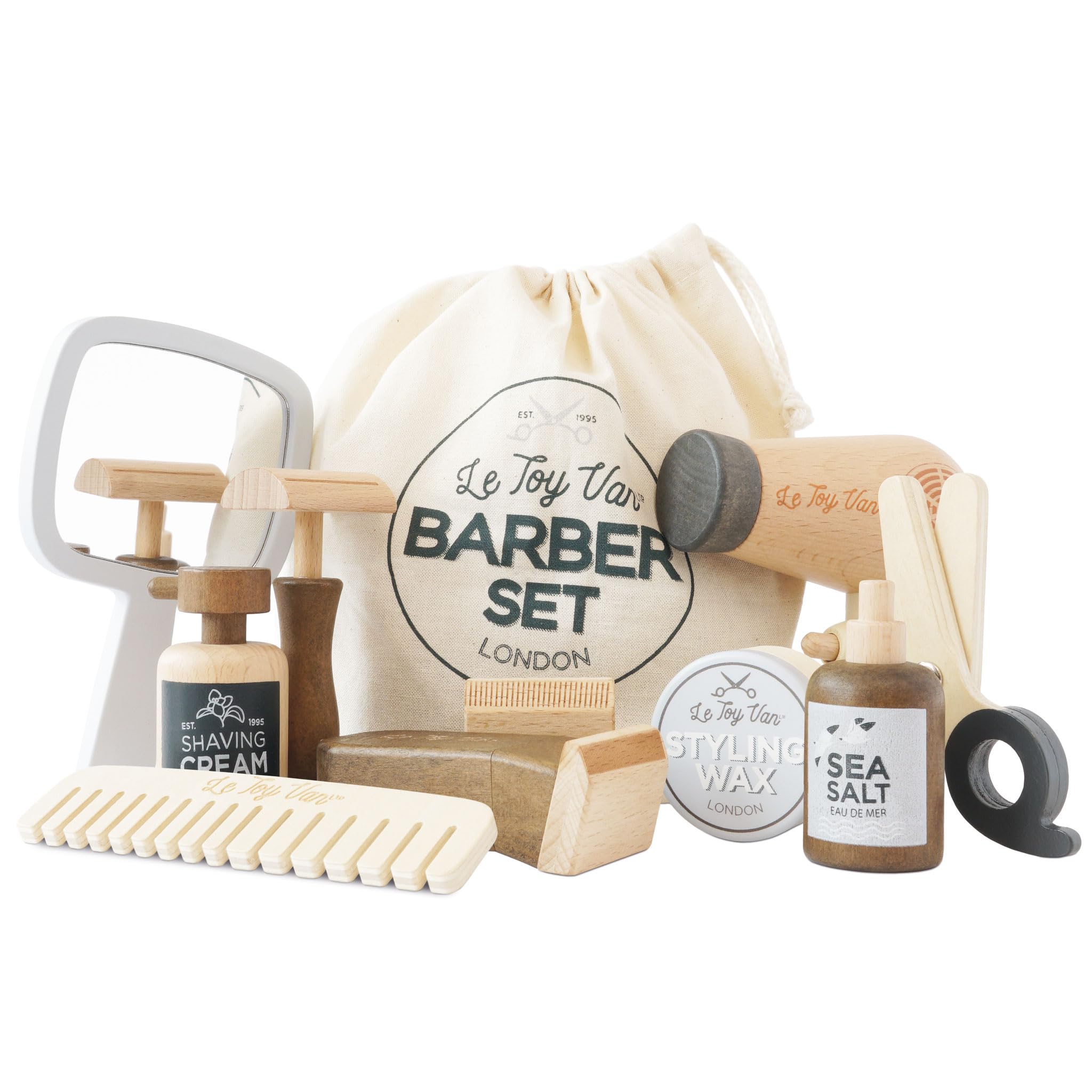 Le Toy Van Set Coiffeur et Barbier en Bois - 10 Pièces pour Enfants