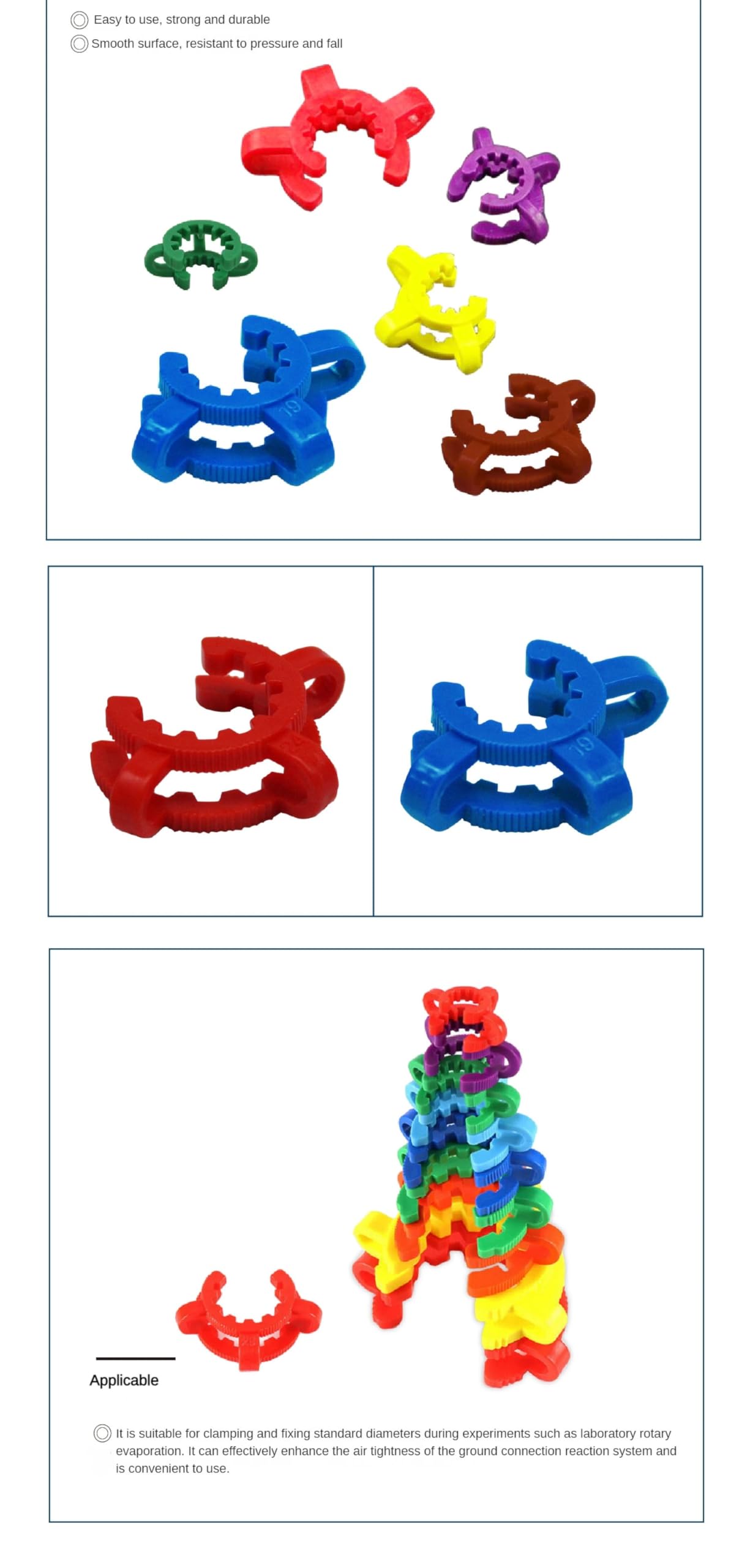 5/10 Stück wiederverwendbare wiederverwendbare Laborklammern for Standard-Schleifmund – rutschfeste Kolbenklemme(No.24 10pcs)