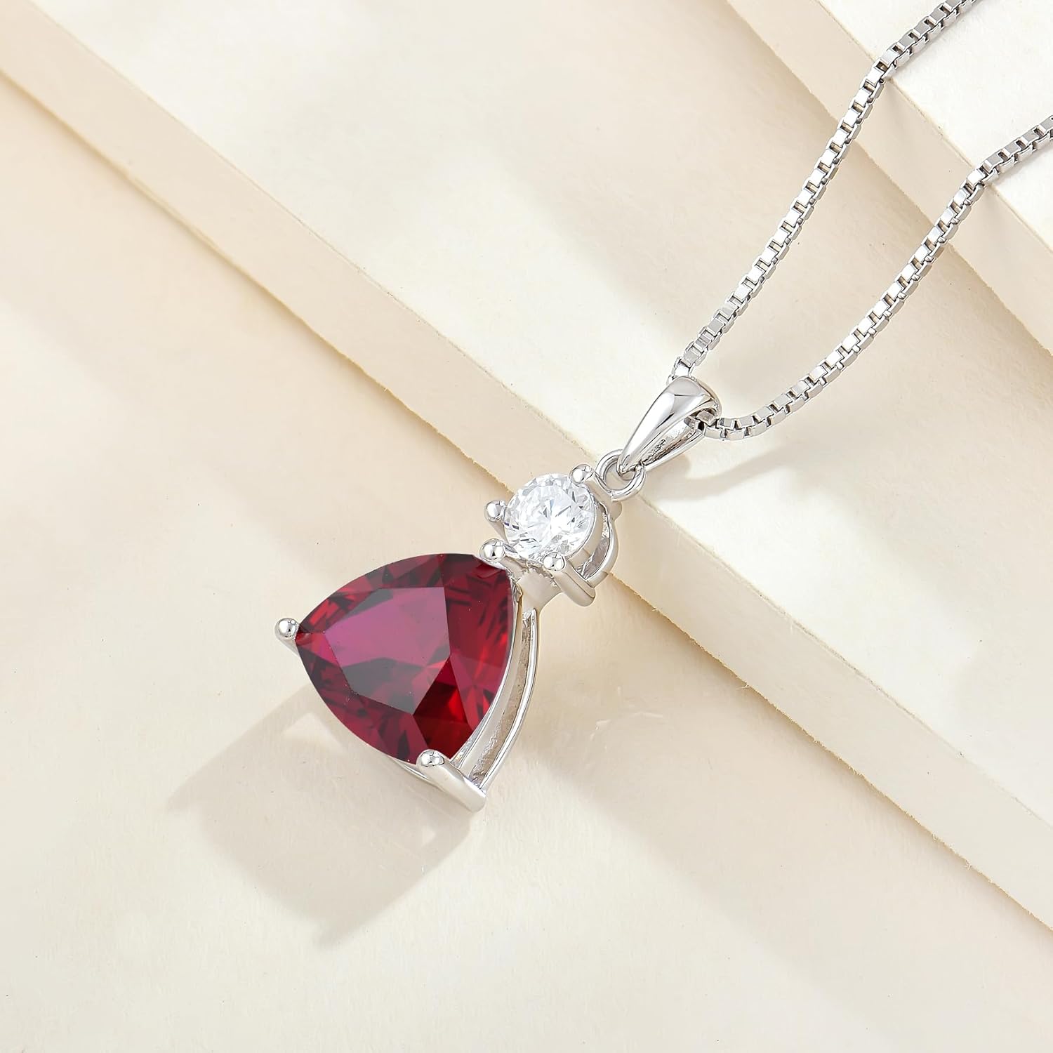 STARCHENIE 925 Sterling Silver Trillion Cut CZ Pendant Necklace, Birthstone Jewelry Gift, 18 Inch Chain - Image 5