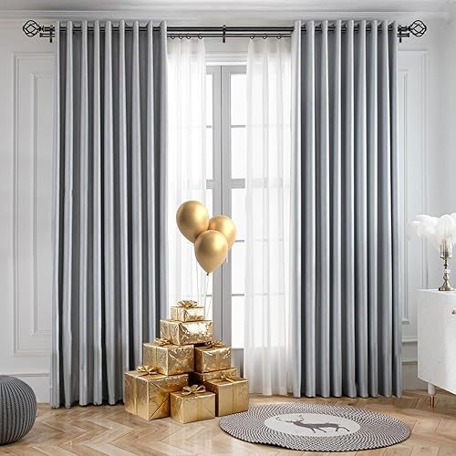 Miniatura 2 de KAMANINA Barra de cortina doble de 1 pulgada de 72 a 144 pulgadas (6-12 pies), barras de cortina negras para ventanas de 66 a 120 pulgadas, barras