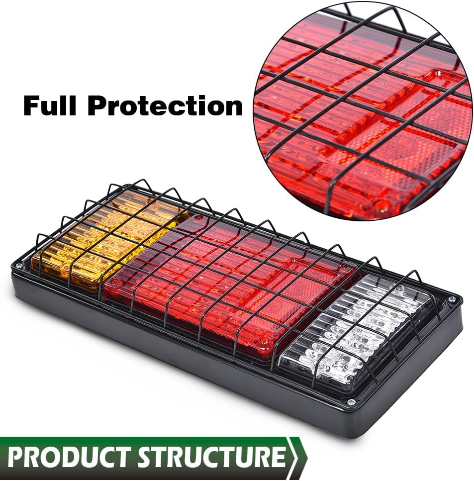 GRAND ORANGE 40 LED Power Supply RV Tail Lights Assembly Rear Lights Tail Lamp Trailer Lights Compatible with RV Vehicle Tail Turn Signal Brake Reverse Running Lights Tail Lamp 10-30V