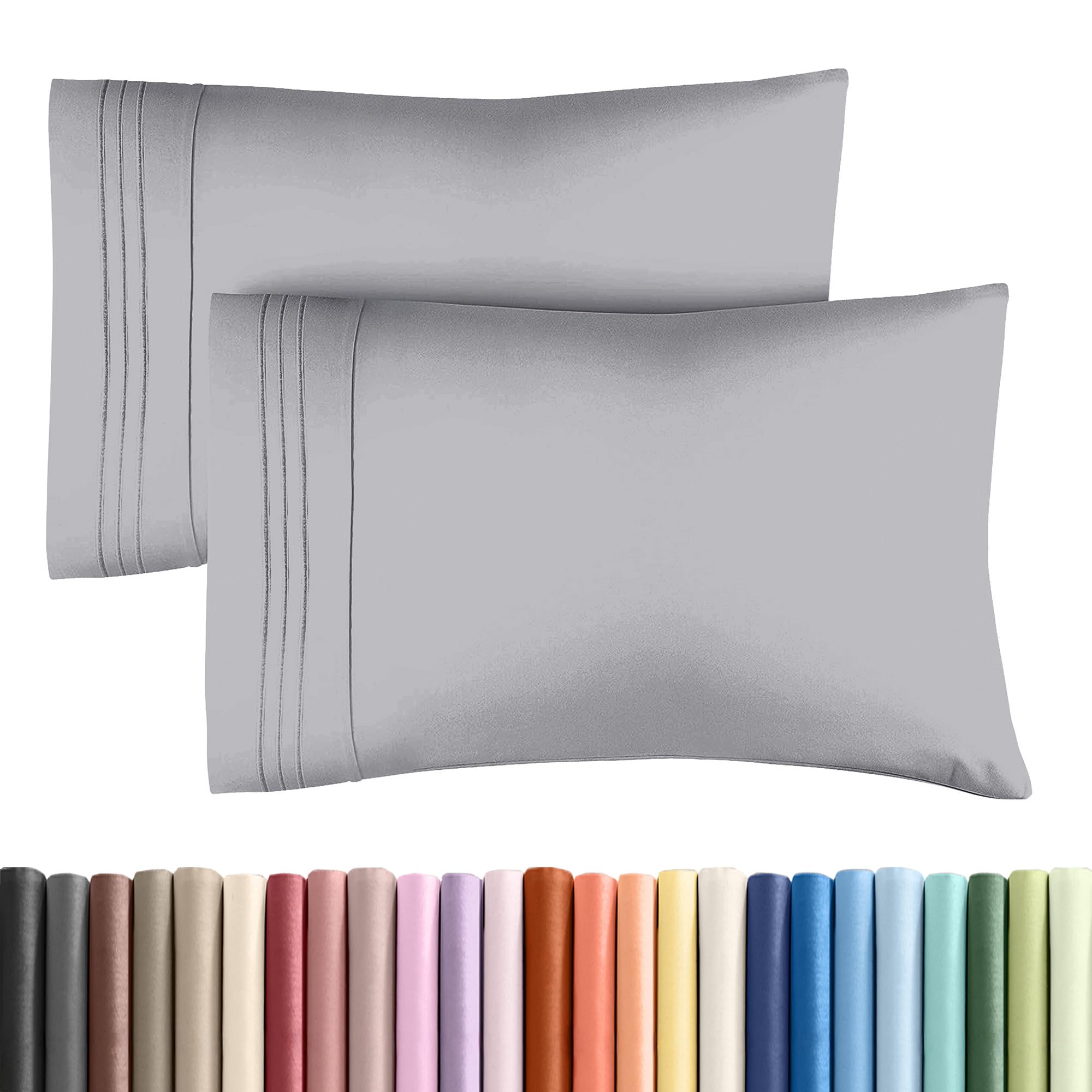 king pillow cases set of 2 - ultra soft hotel quality pillowcase covers - comfy cozy bedding for women, men, kids and teens - machine washable pillow protectors - 2 pieces set - king size steel blue