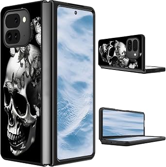 for Google Pixel 10 Pro Fold Case 2025 Slim Lightweight Hard PC Shook Proof Protective Phone Case Cover for Google Pixel 10 Pro Fold 8 inch - Butterflies Skull