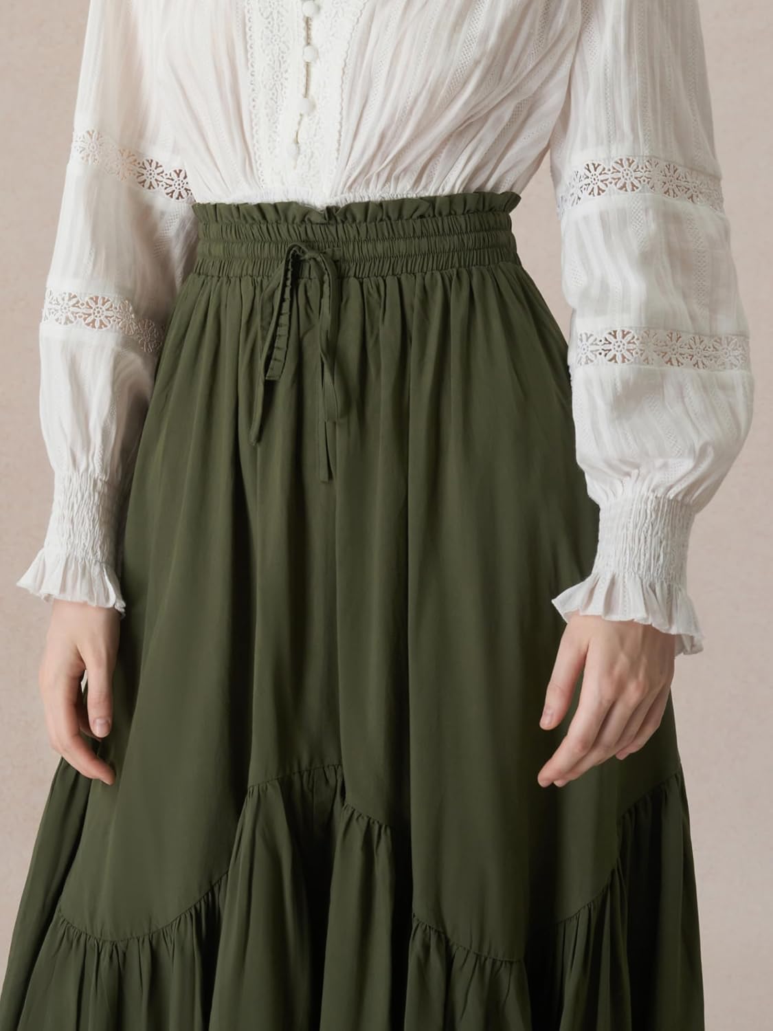 YESSA Renaissance Maxi Skirt with Corset Belt,Renaissance Costumes Pirate Medieval Skirt with Pocket,Ren Faire Costume Outfit - Image 5