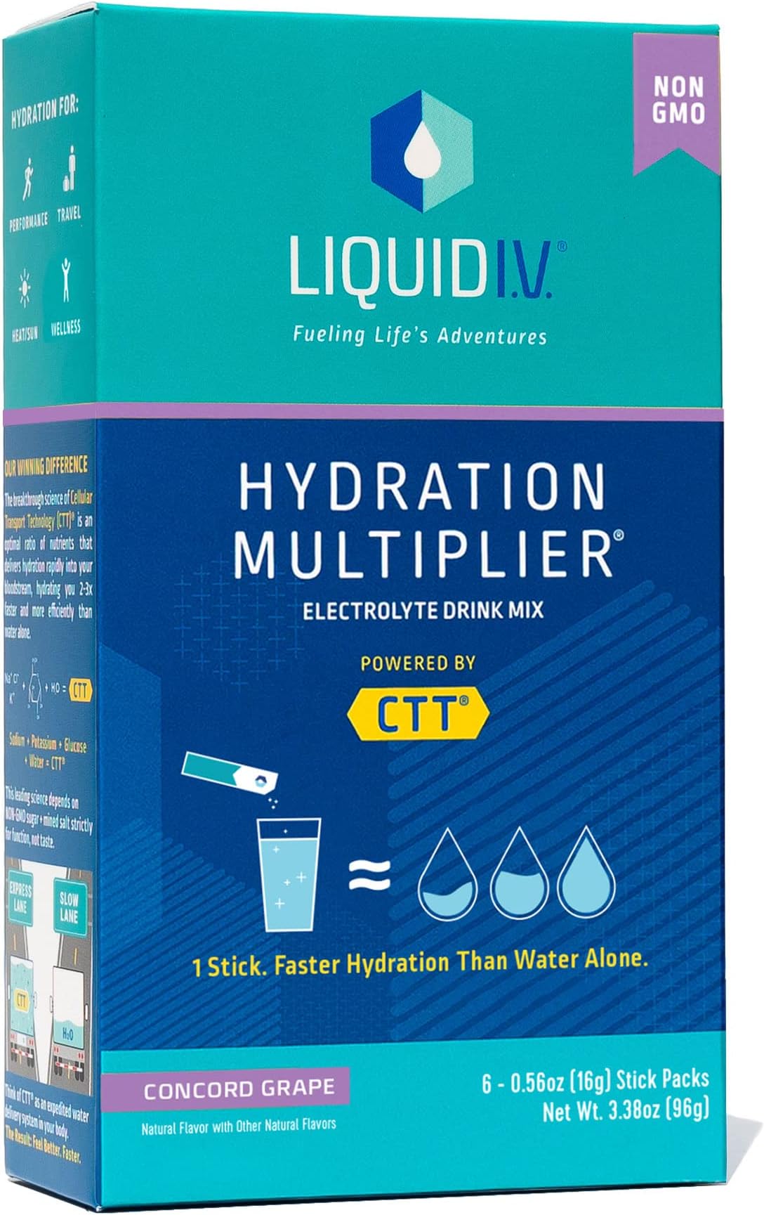 Liquid I.V, Hydration Multiplier Drink Mix, Grape, 6 Count
