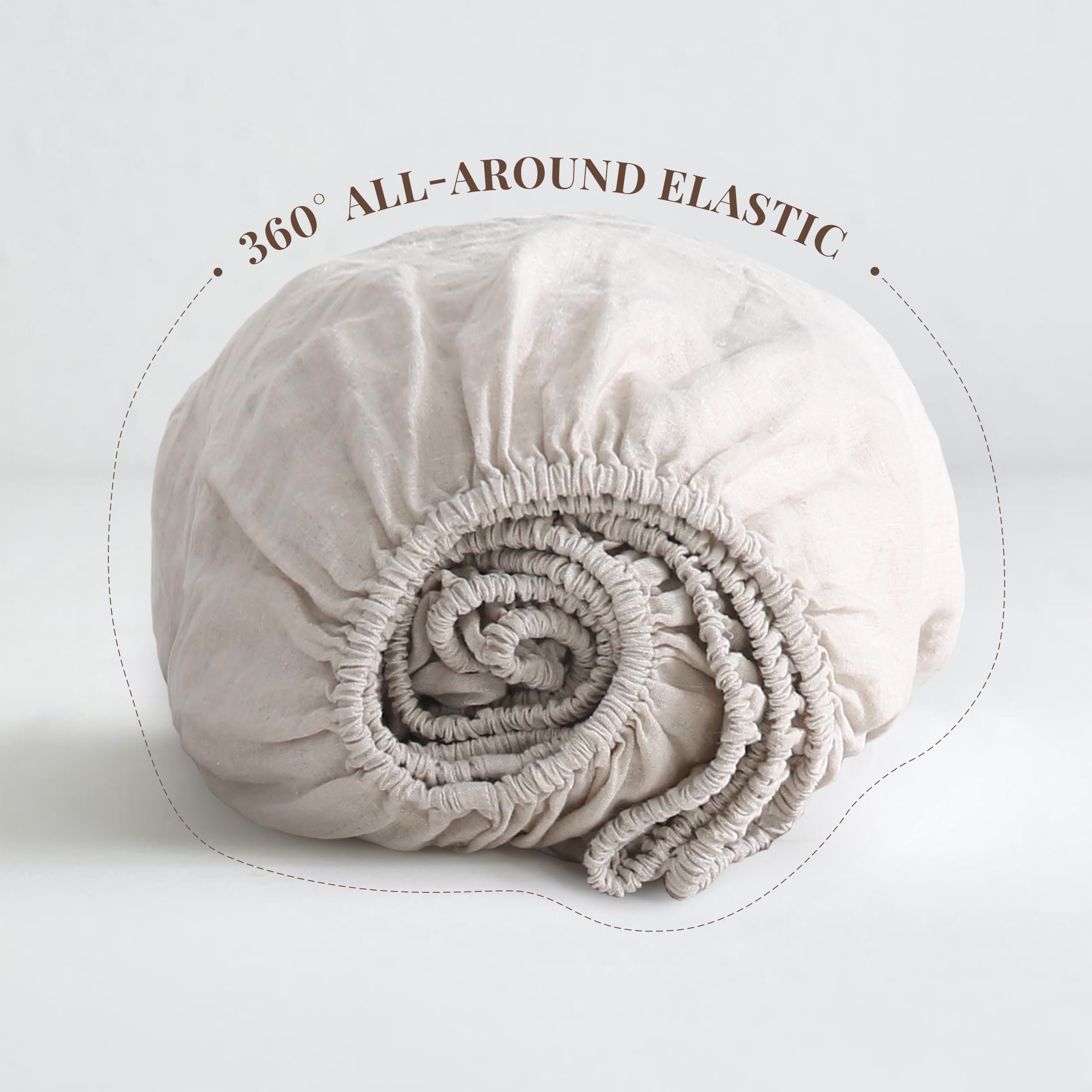 Spannbetttuch, 100 % französisches Leinen, weich, atmungsaktiv (Natur, King-Size) | Flachs Linen Bettlaken, 190 x 203 cm, Matratzenbezug, 40,6 cm tief, steinfarben, Rundumgummi, 1 Spannbetttuch, Kingsize-Bett