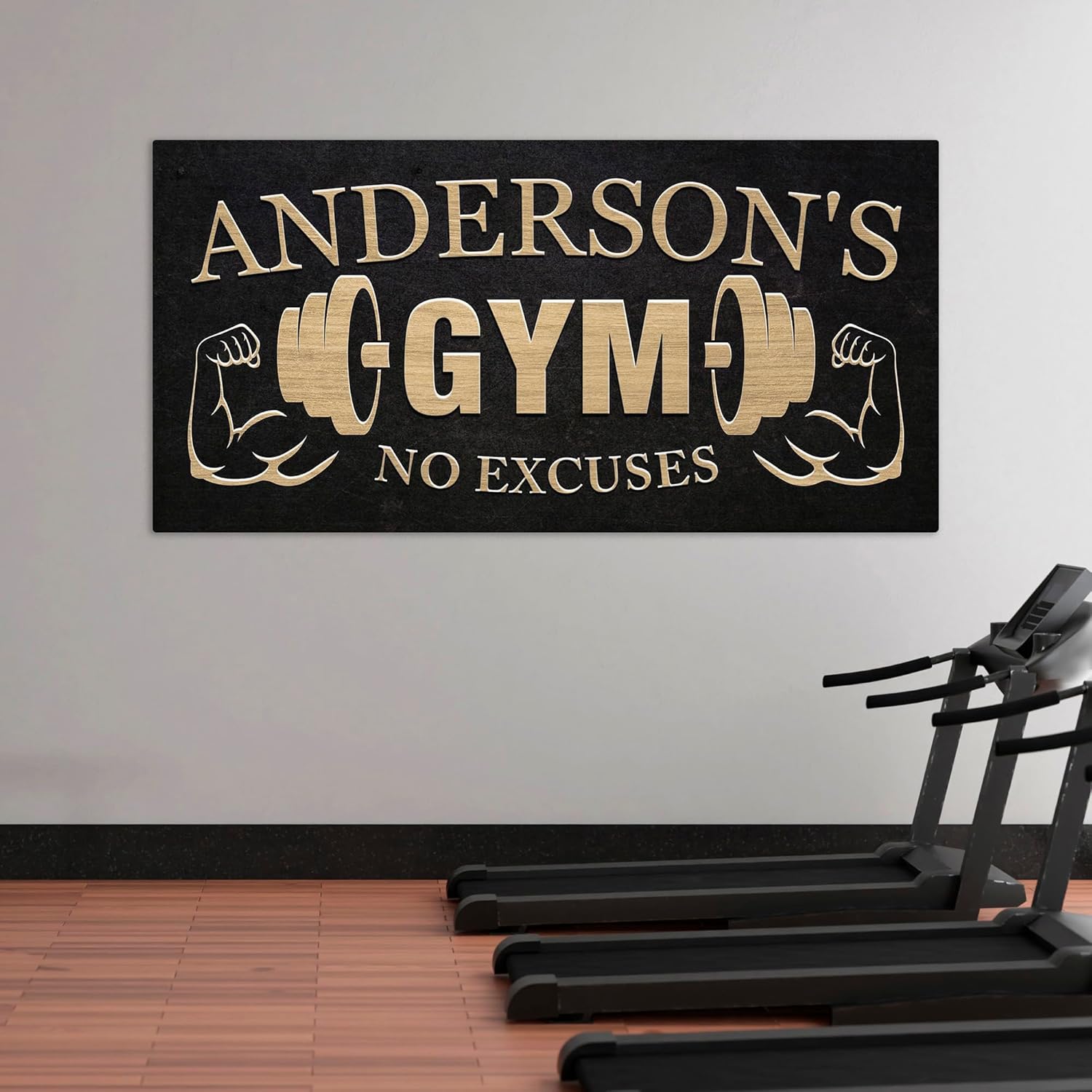 Awesometik GYM Sign Personalized Canvas Wall Decor with Custom Family Name Vintage, Custom Vintage GYM Room Decor, Entertainment Hall Living Room Lounge
