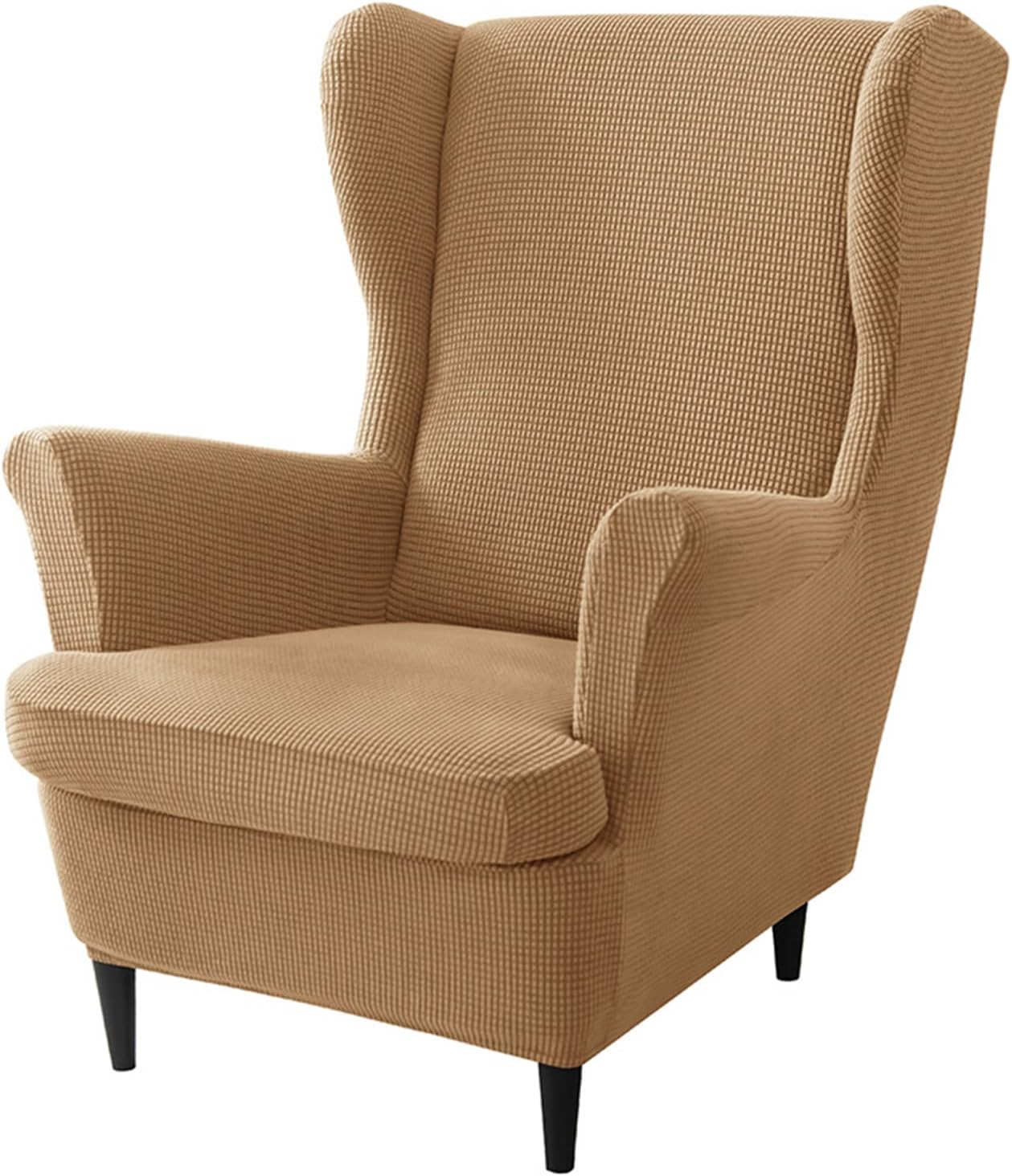 Wingback Chair Cover Stretch Wing Chair Slipcover with Arm 2Pcs Non-Slip Armchair Cover Soft Wingback Armchair Slipcover Furniture Protector for Living Room Hotel,White,2pcs