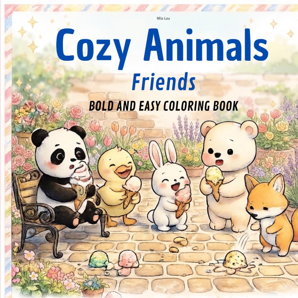 Cozy Animals Friends: BOLD AND EASY COLORING BOOK
