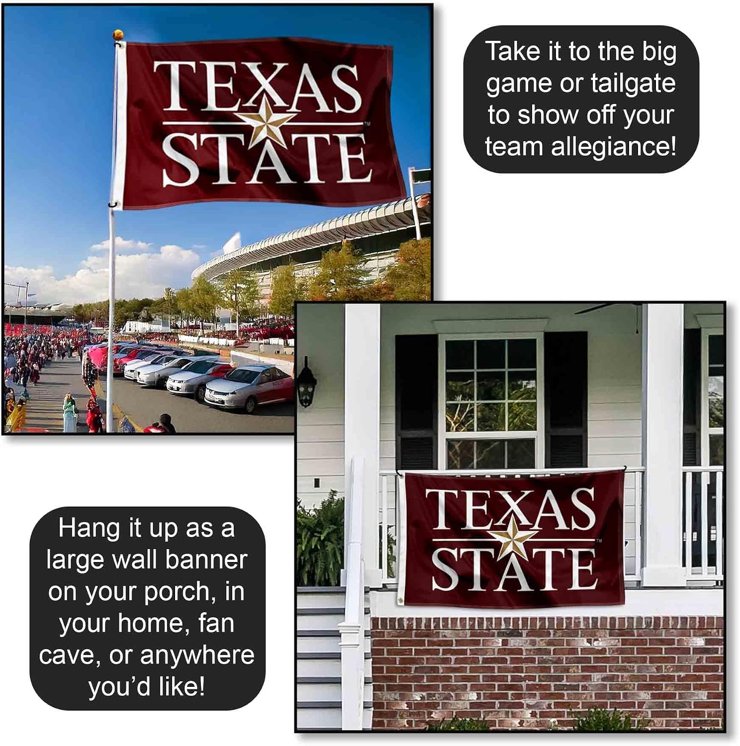 College Flags & Banners Co. Texas State Bobcats University Large College Flag
