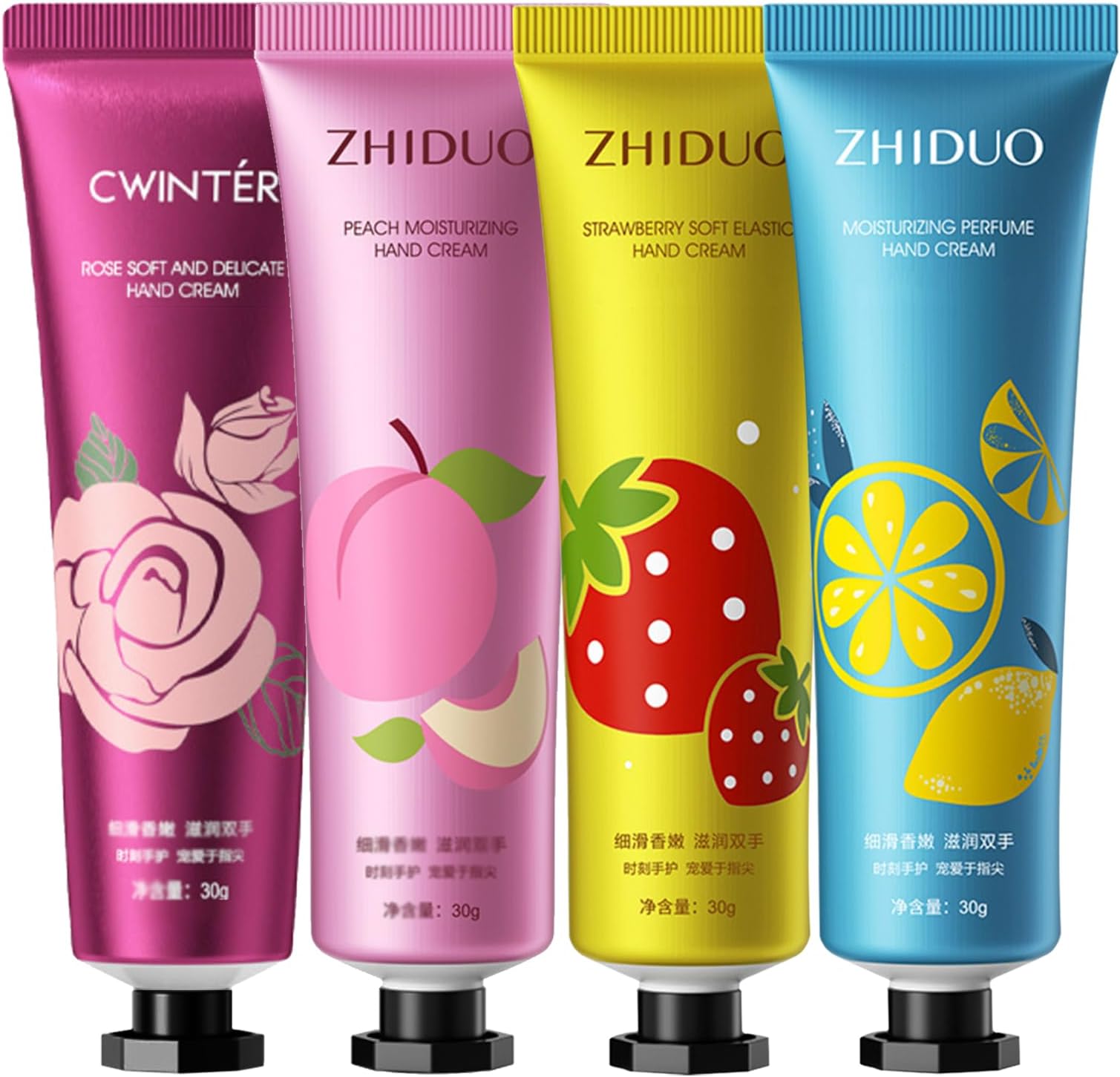 Hand Cream Gift Set, Moisturizing Hand Cream Sets for Very Dry Hands, Nourishing Non-Greasy Natural Fruit Flowers Fragrance Multipack Hand Care Lotion Hand Cream Gift for Women (4PCS)