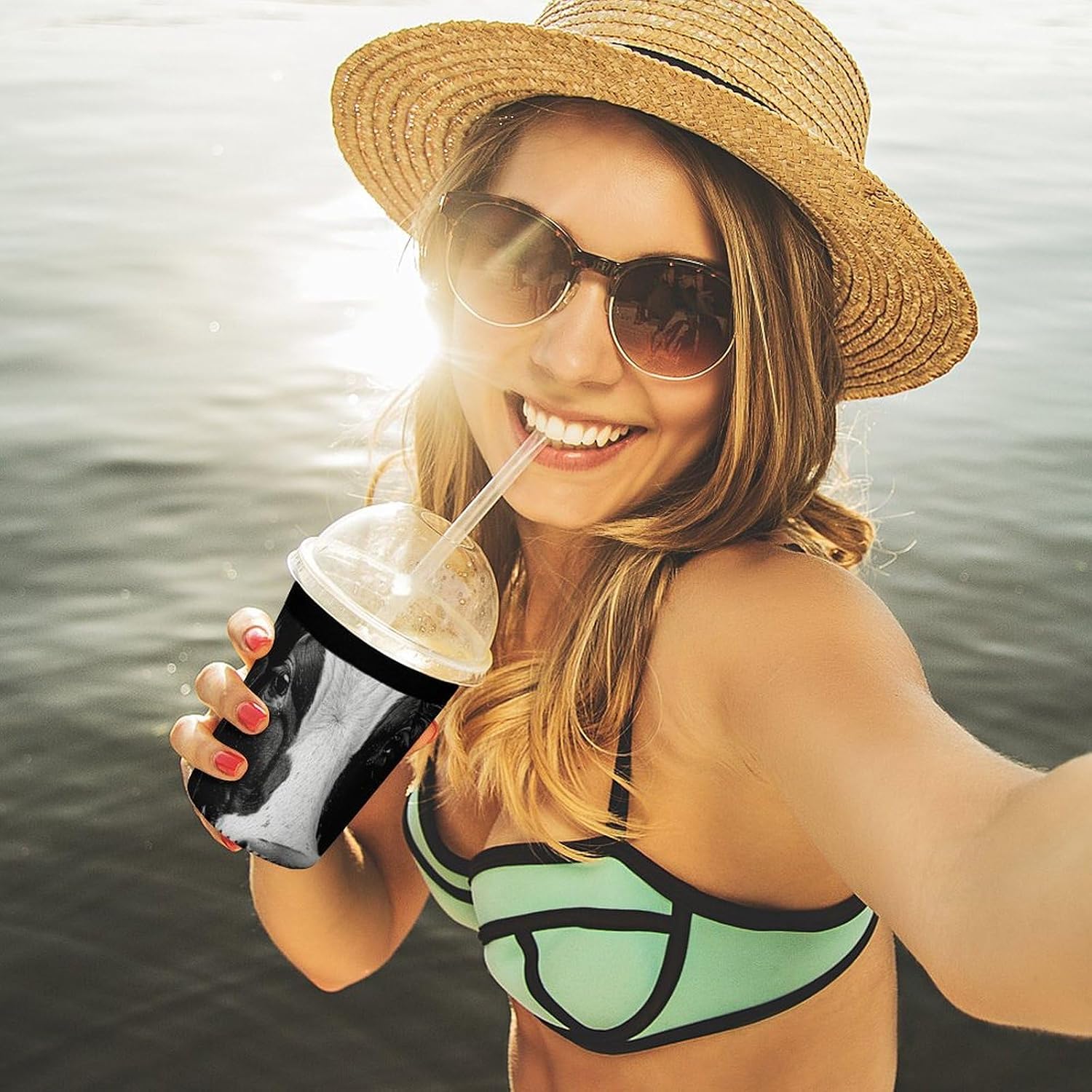 3 Pack Neoprene Cup Sleeves, Stretchy Reusable Drink Cup Cover Universal