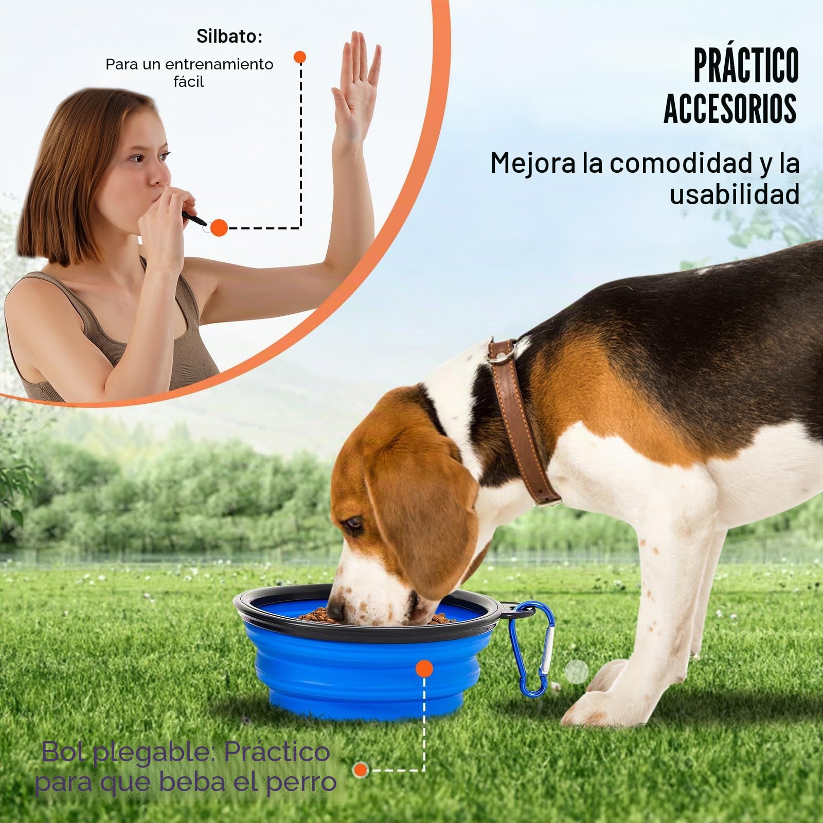 VEVOR Equipo de Entrenamiento de Agilidad para Perros 5 Piezas Carrera de Obstáculos para Cachorros con Vallas Altas Ajustables 6 Postes Túnel Anillo de Salto Caja de Descanso Silbato Cuenco Plegable