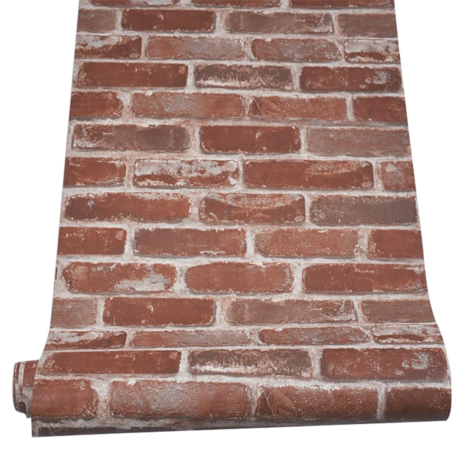 Pamatio Vintage Brick Wall Industrial Wallpaper, Red Faux 3D Effect Brick Stone Pattern Wall Paper, Non-Woven Retro Rustic Living Room Feature Walls Adult - 53cm x 9.5m Roll