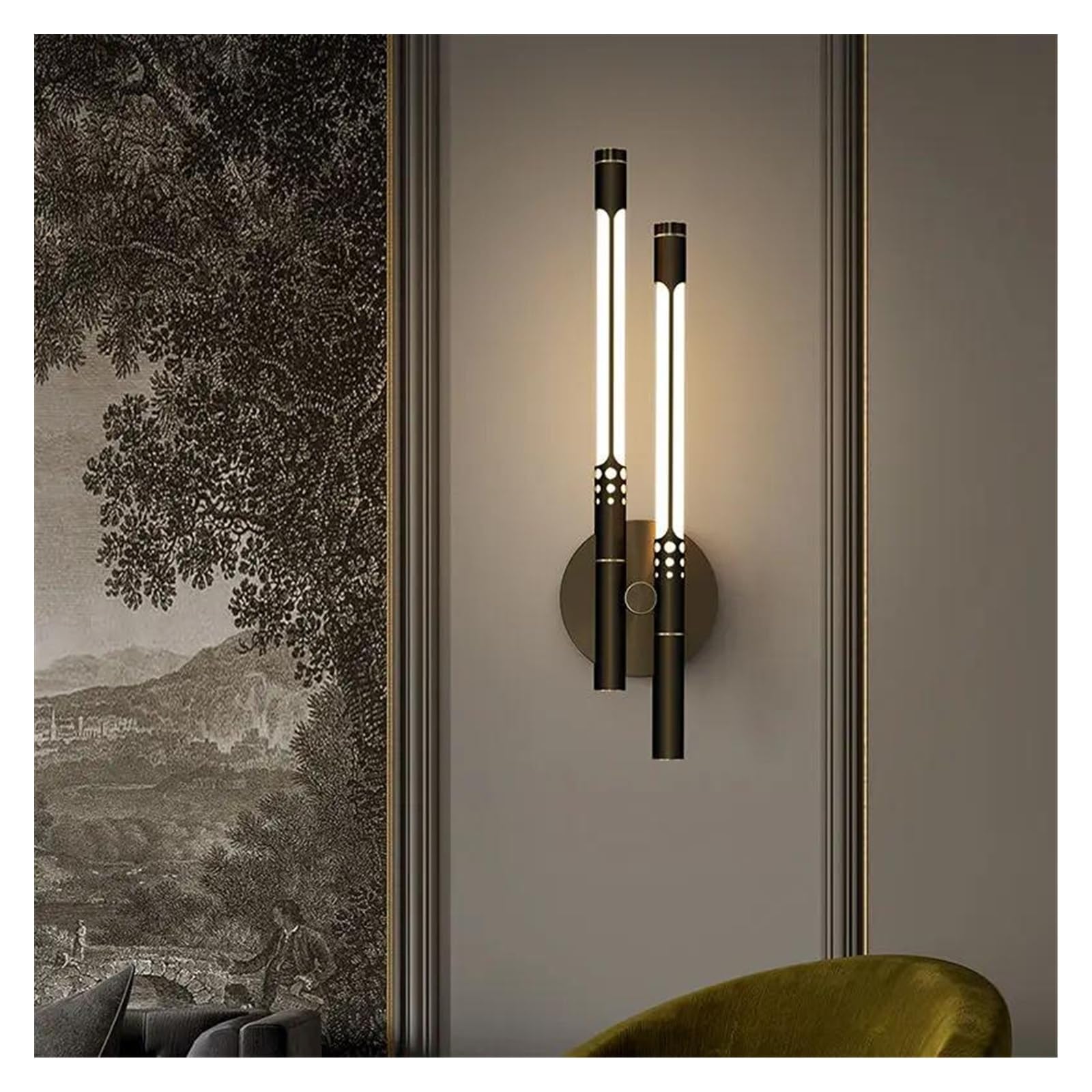 ZTCHSENZT Wall Sconces, Nordic Copper Sconce Wall Lamp V-intage Bedroom LED Light Sofa Aisle Background Decor Indoor Lights,Two Head A