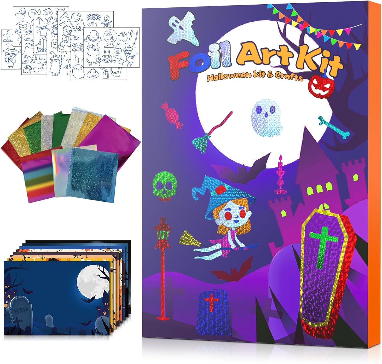 Foil Fun - No Mess Art for Kids, Foil Craft Kits & Fun Supplies, DIY Creative Activity for Holiday Gatherings, Friend Parties, Quiet Travel Toys, Birthday Gifts for Ages 4, 5, 6, 7, 8, 9, 10, 11, 12