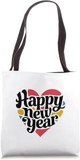 Festive Happy New Year 2026 Heart Matching Family Tote Bag