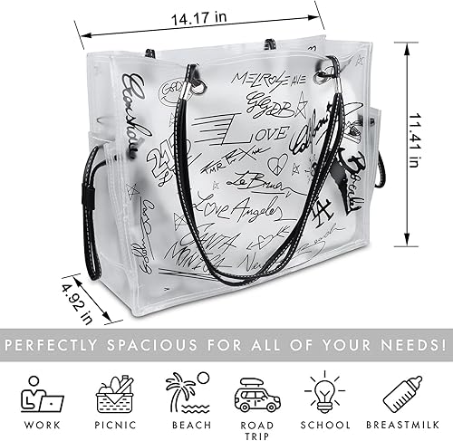 Miniatura 4 de Large Clear Tote Bag Set, Stylish and Durable handBag&Inner Bag&32OZ Stainless Steel Tumbler for Sports Travel Gift for Women