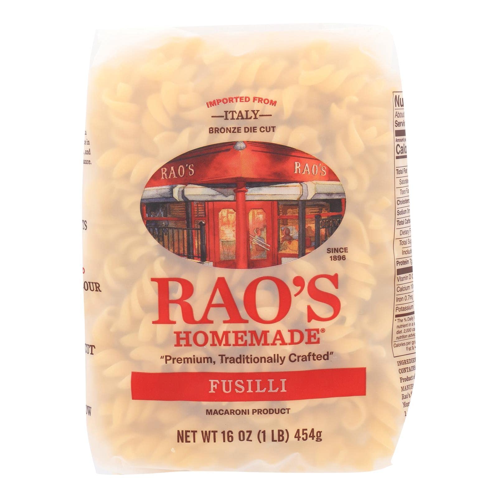 Buy Rao's Homemade Fusilli Pasta, 17.6 Oz Bag, 6 Pack, Artisanal Fresh