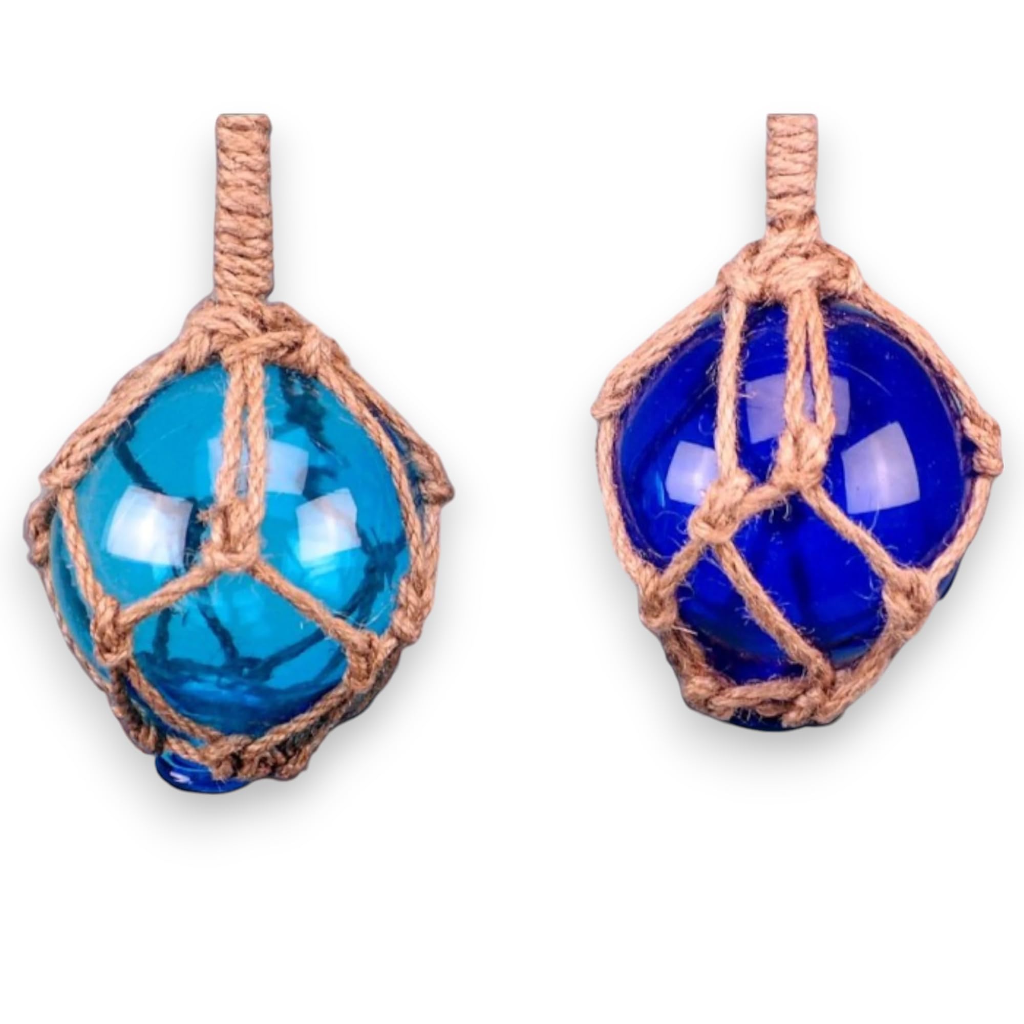 Sdl Blue,Turquoise Nautical Seaside Theme Glass Fisherman Floats Blue & Turquoise Set Of 2