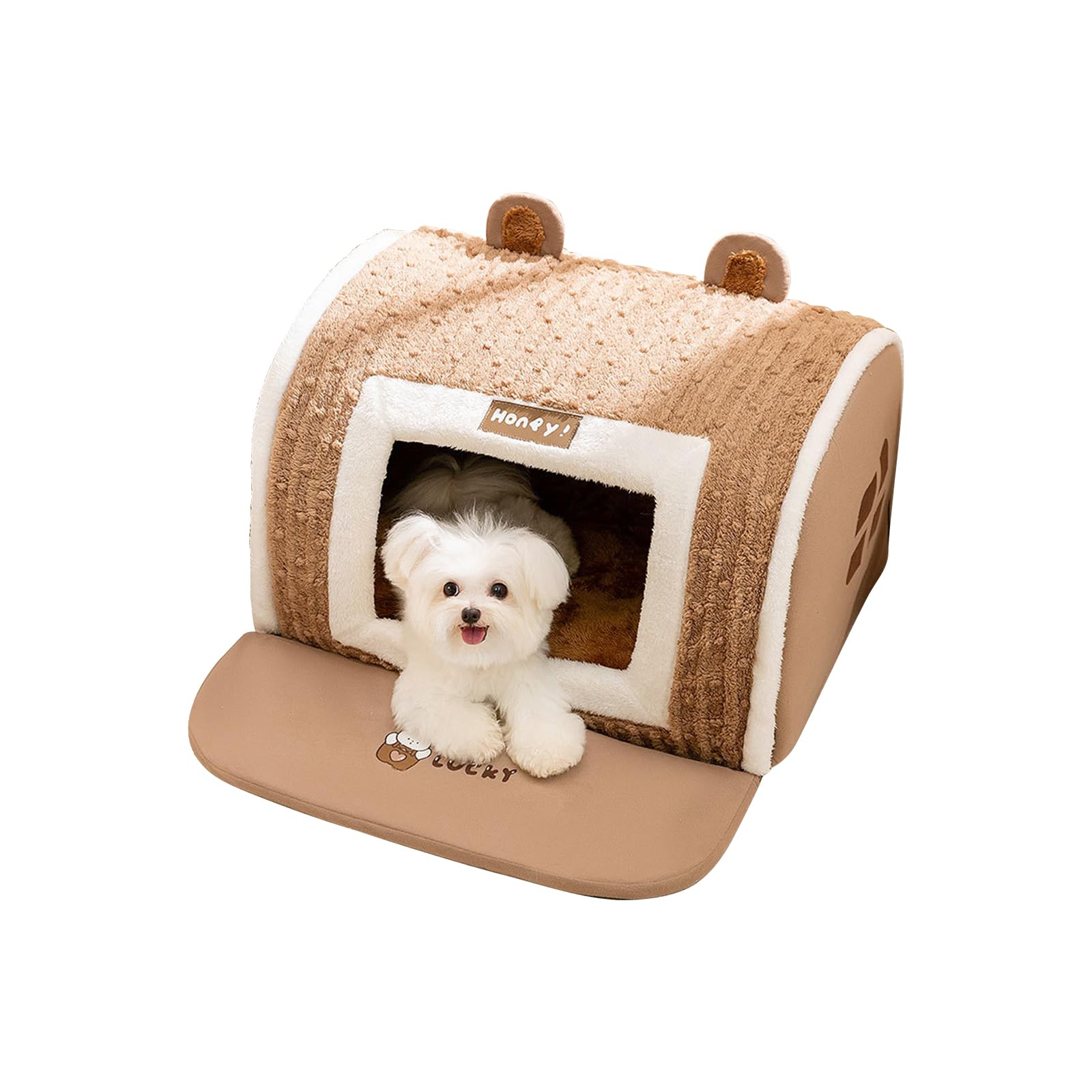 Galatée Cat House, Cozy Soft Cat Cave Bed, Hideaway, Small Dog Tent, Soft House And Tent, Cartoon Cute Pet House(3XL, Brown)