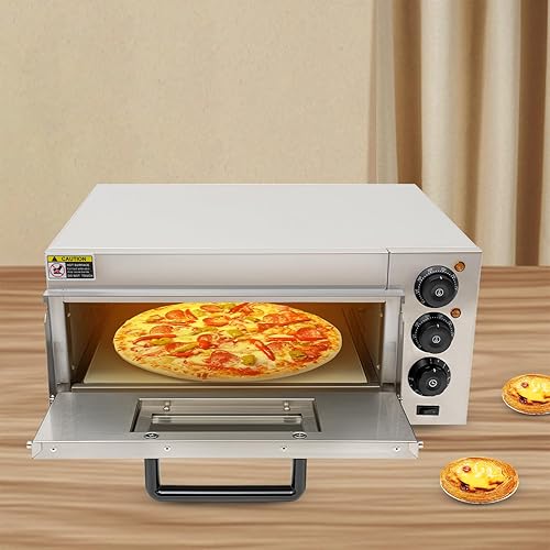 Miniatura 2 de Horno de pizza comercial, horno de pizza eléctrico de 1800 W, de una sola capa, máquina de pizza uniforme para hornear, tiempo de control de