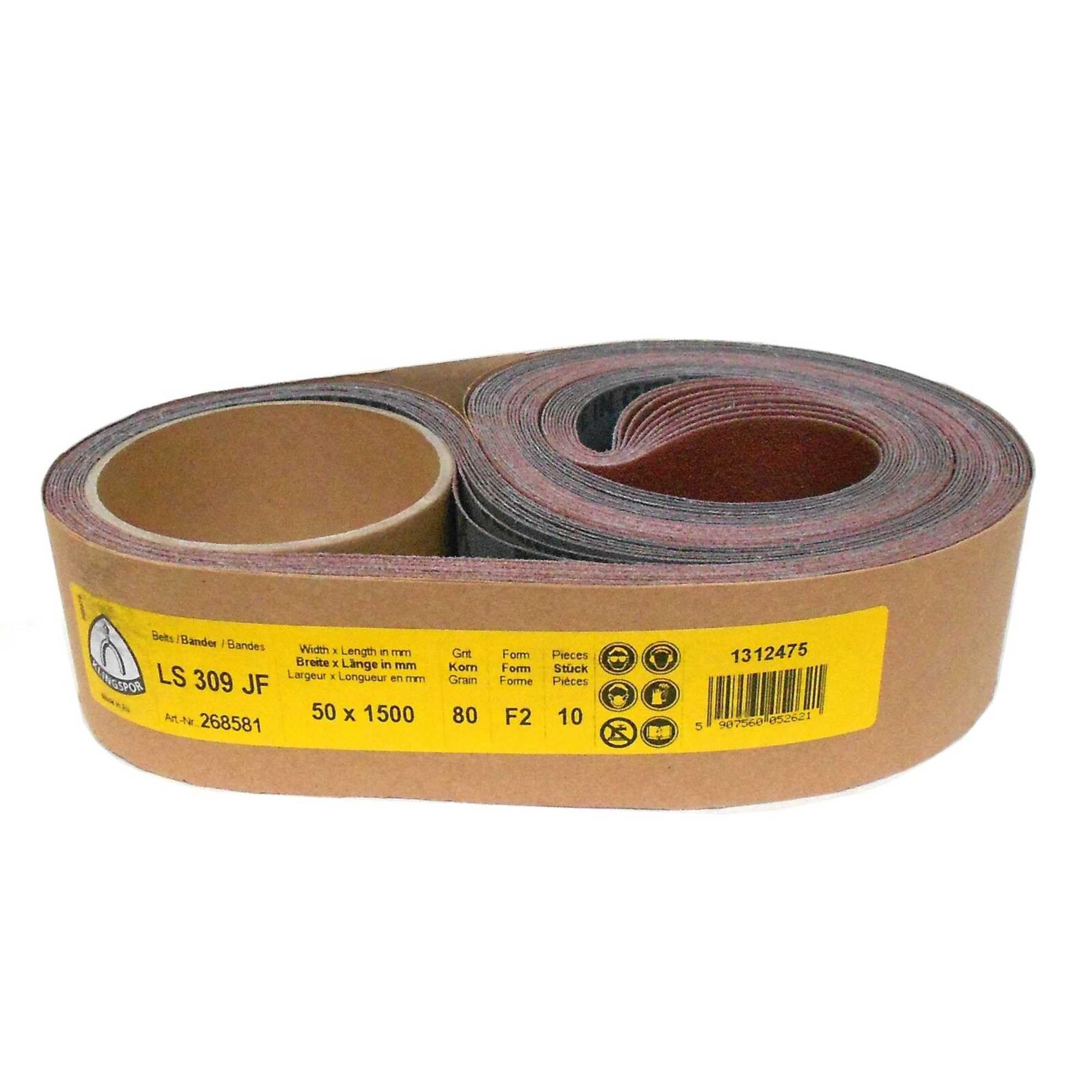 LS 309 JF Lot de 5 bandes abrasives 50 x 1500 mm Grain 400