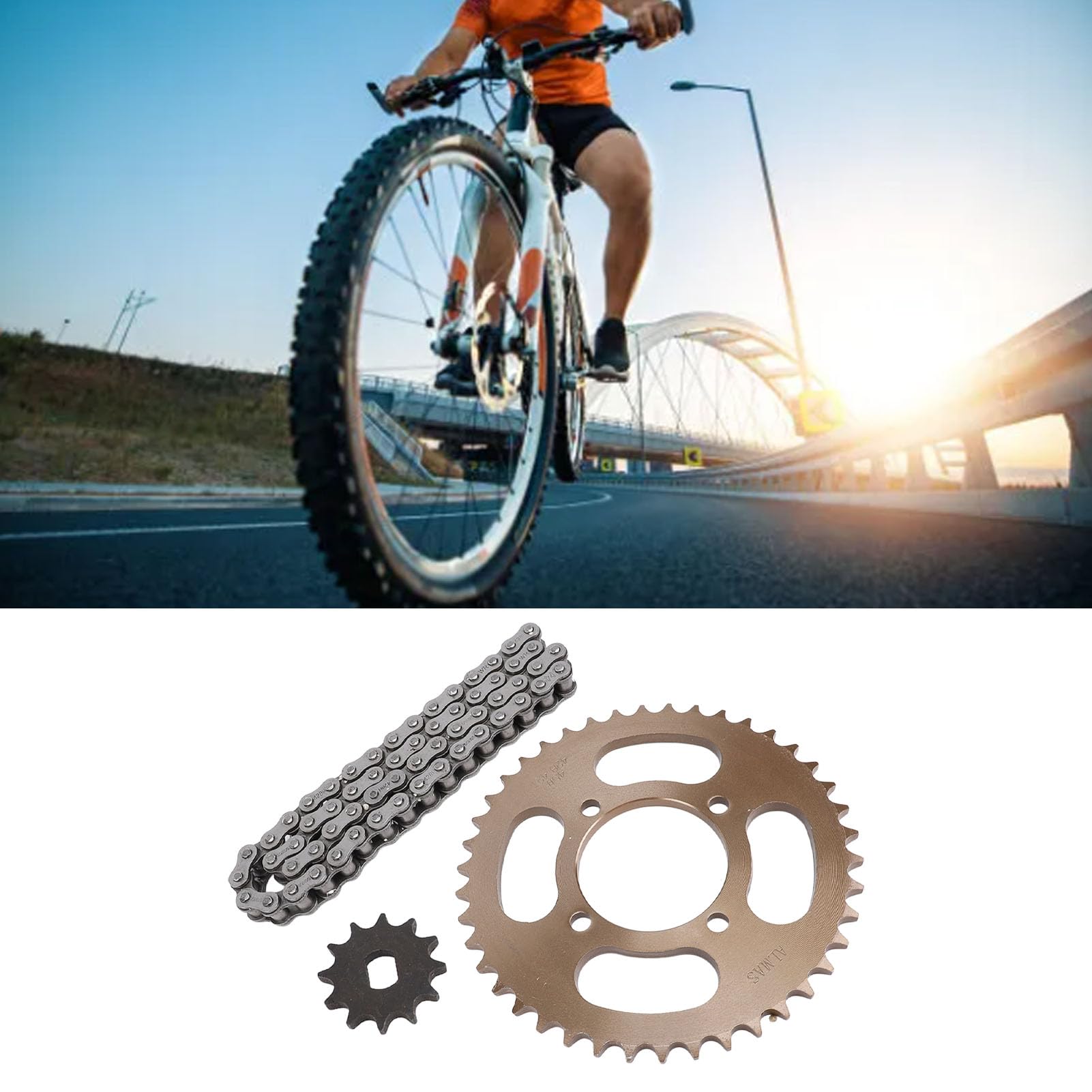 Kit chaîne et pignon 428 (60 maillons) : chaîne 12x17 mm, pignon Avant 12 Dents et pignon arrière 76 mm 42 Dents, Remplacement pour Moto
