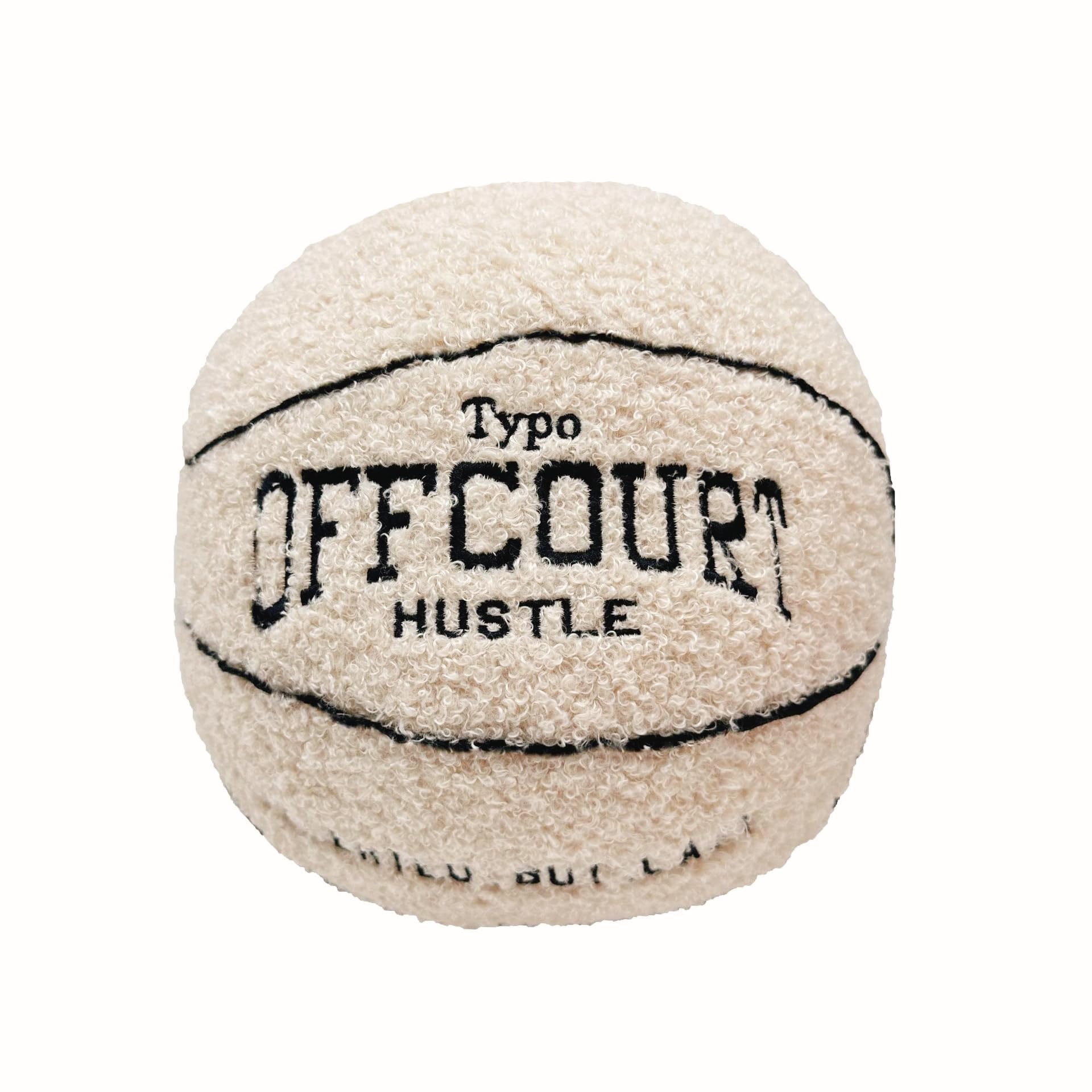 Tezimjia 2023 New Offcourt Basketball Pillow, 11" Basketball Shaped Teddy Fleece Embroidered Throw Pillow Fuzzy Plush Toy Gifts for Kids Boys Girls (