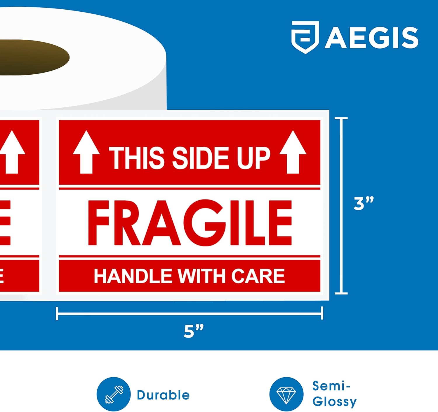 3" X 5" This Side Up Arrow - Handle with Care, Warning Shipping Labels (1 Roll, 500 Stickers/Roll) : Office Products