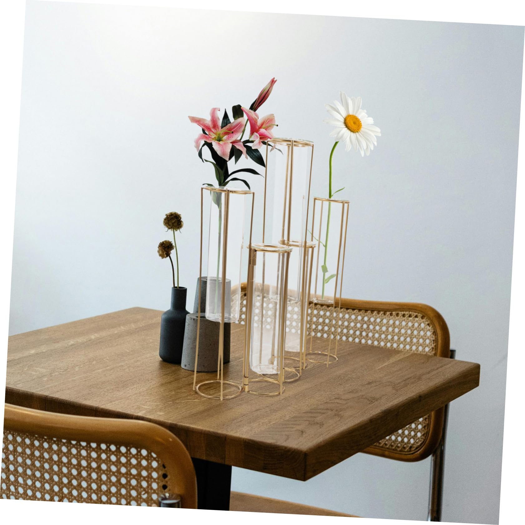 Vase Verre Hydroponique à Tubes avec Support Rotatif Terrarium De Fleurs pour Décoration De Bureau Et Maison pour Propagation Et Arrangement Floral
