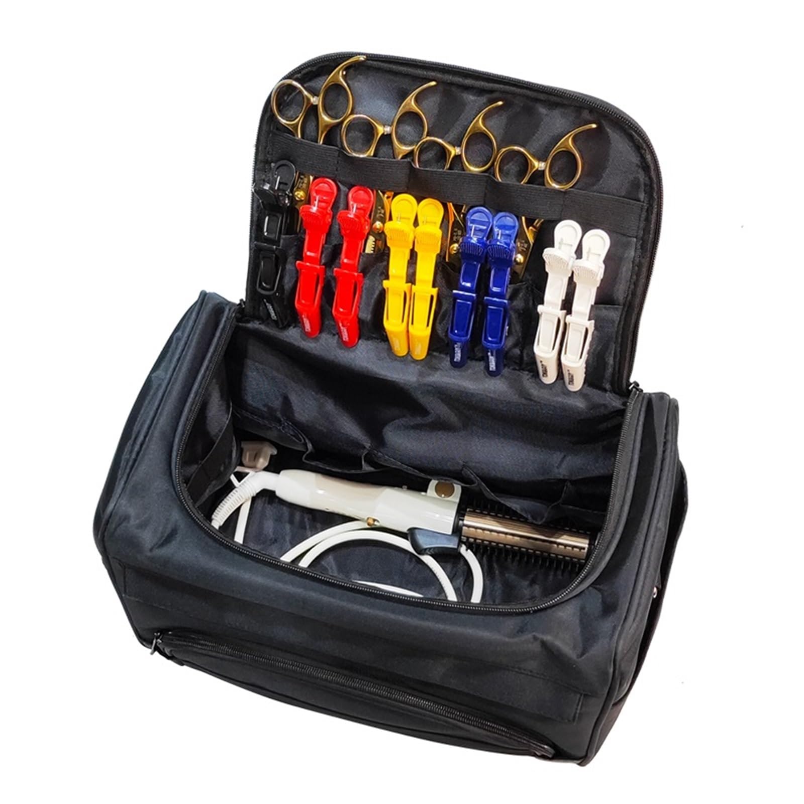 Große Kapazität Haar Scheren Tasche Salon Barber Handtasche Friseur Kamm Werkzeuge Tasche Make-Up Lagerung Tasche Für Friseurkamm, Scherenclip(Pink)