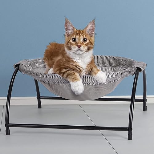 Miniatura 4 de NANANARDOSO Cama para gatos, hamaca para gatos Cama de dormir desmontable elevada para perro, cuna hamaca transpirable, fácil de montar,