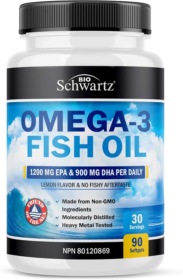 Fish Oil Omega 3 EPA & DHA 2250 mg | Burpless Lemon Flavor Triple Strength Supplement with