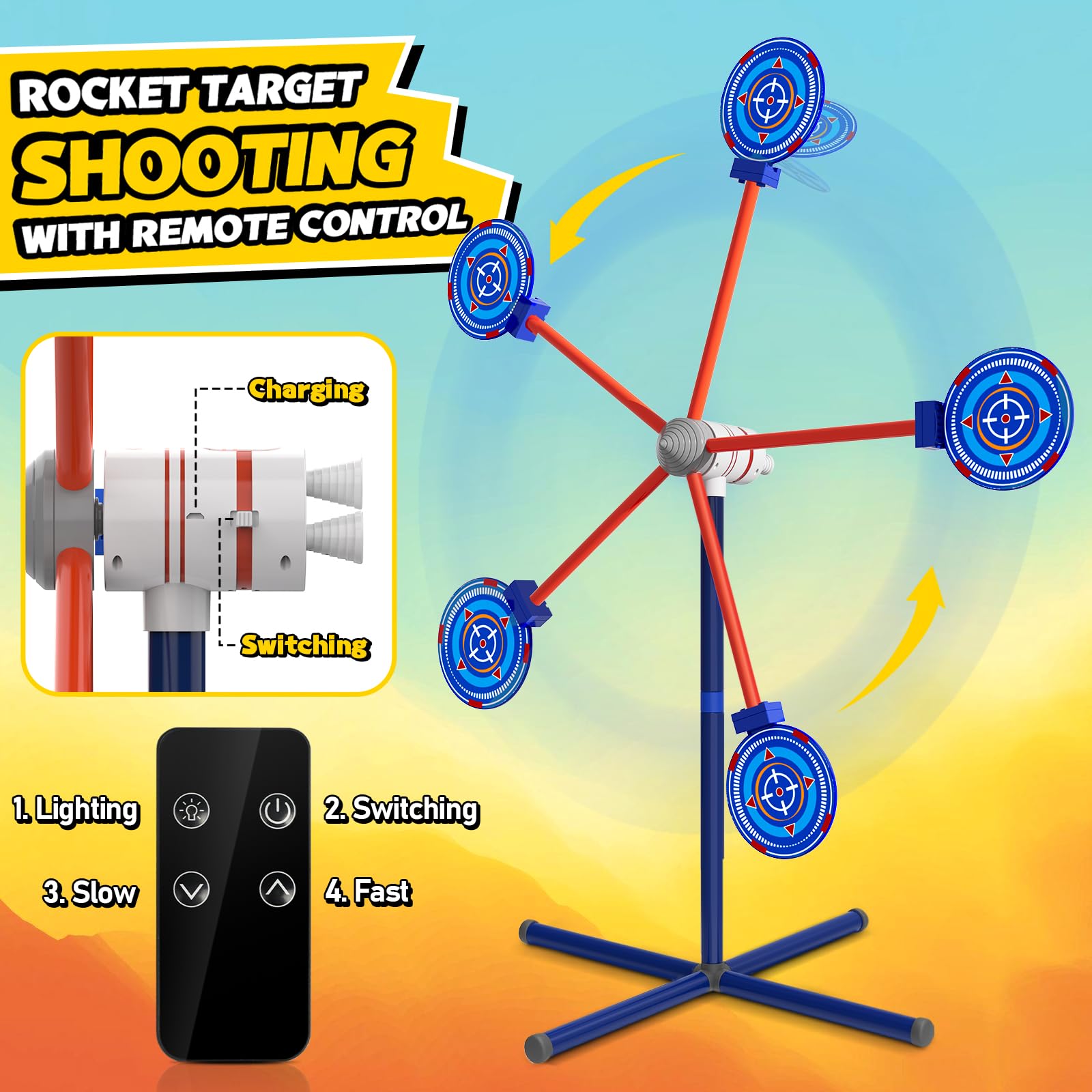 DX DA XIN Giochi di Tiro 4 5 6 7 8 9 10 + Anni Giocattoli per Bambini con 104cm Rotanti Bersagli 2 Pistole Giocattolo Mimetiche 20 Freccette in Schiuma per Nerf Regali Natale per Ragazzi