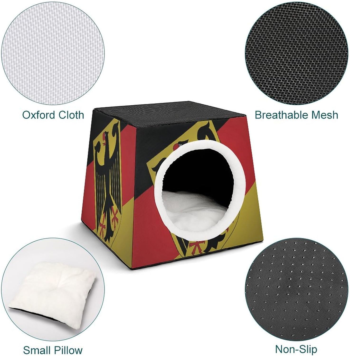 Generic Germany Flag Cat House for Indoor with Spacious Cat Nest, style-27-1